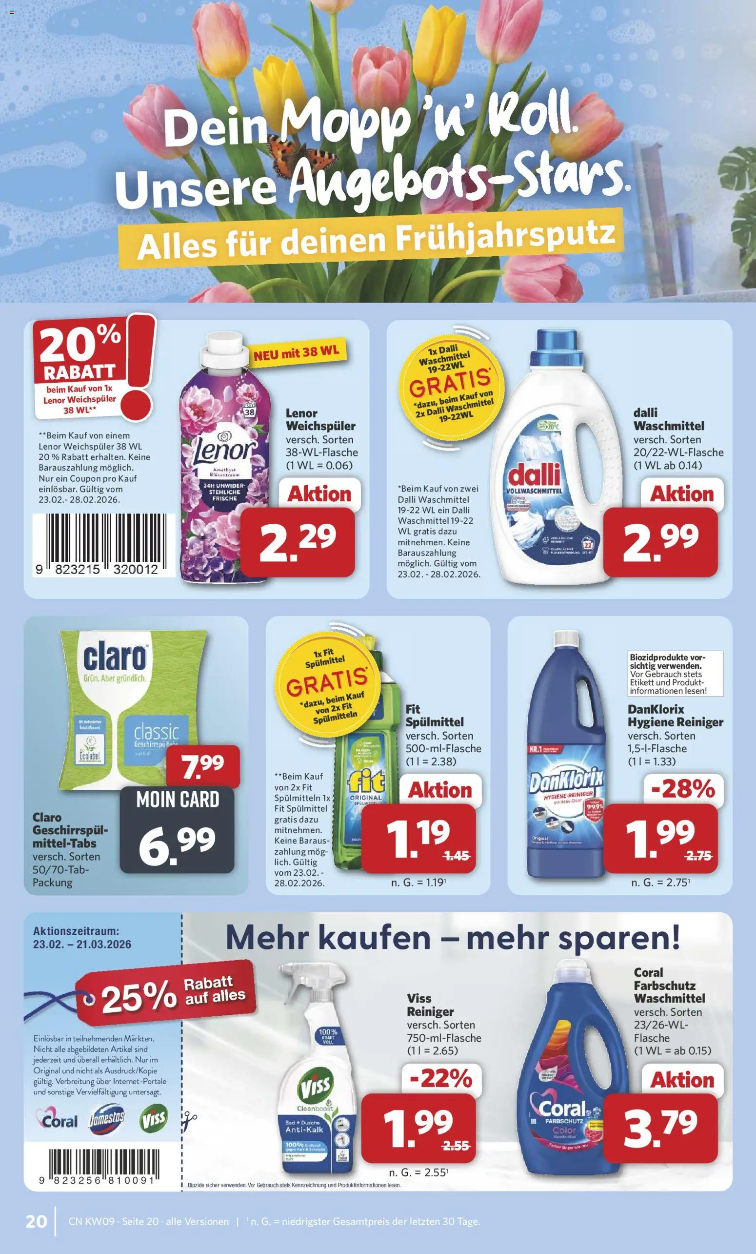 Combi Prospekt 	 – gültig ab 22.02.2026 | Seite: 21 | Produkte: Lenor, Coral, Bad, Weichspüler