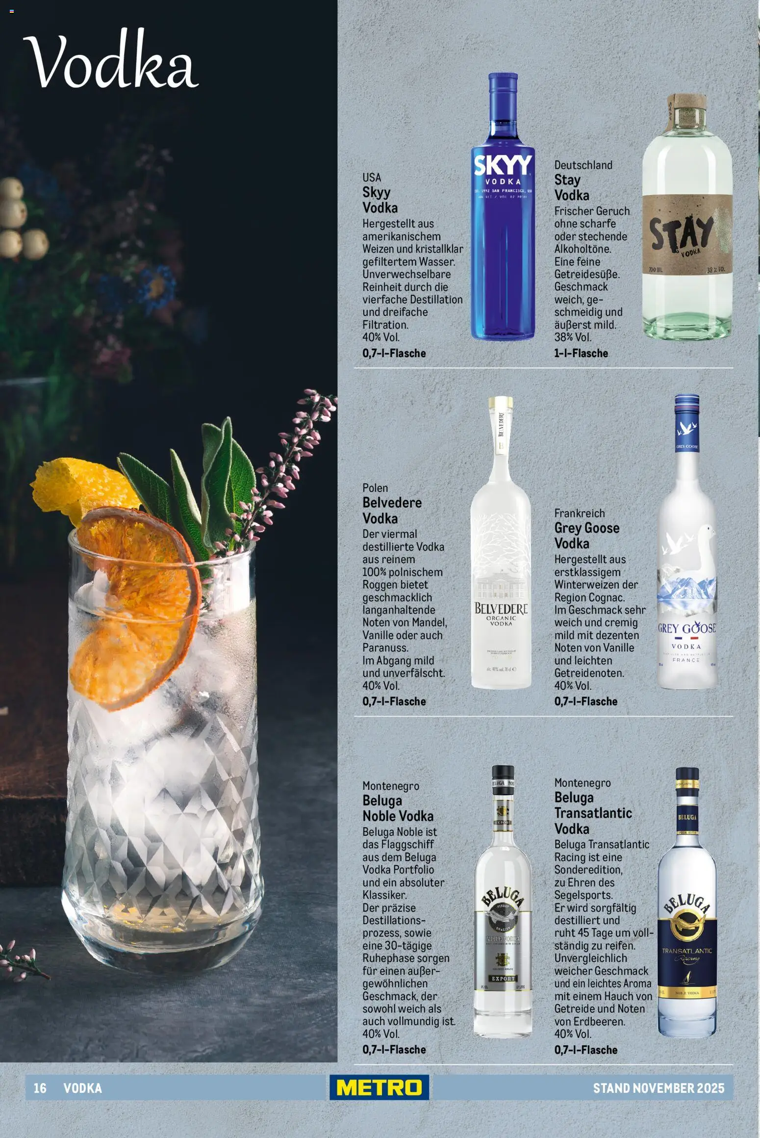 Metro - Spirituosen Sortiment – gültig ab 01.12.2025 | Seite: 16 | Produkte: Vodka, Getreide