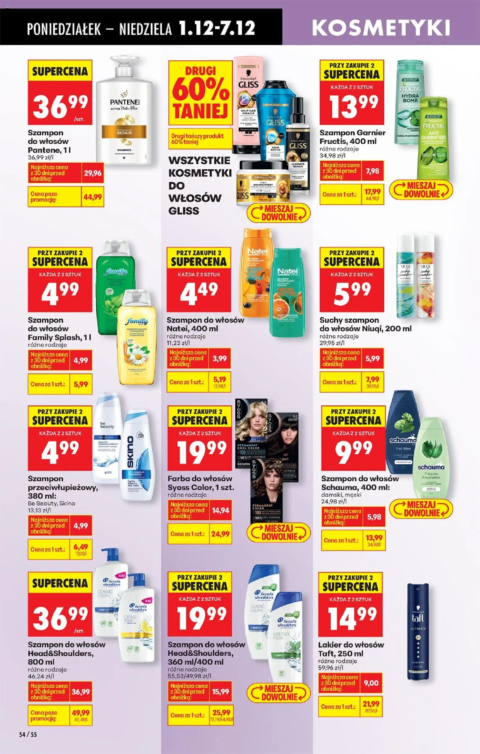 Biedronka gazetka od 01.12.2025 | Strona: 72 | Produkty: Farba do włosów, Kosmetyki, Szampon, Lakier do włosów