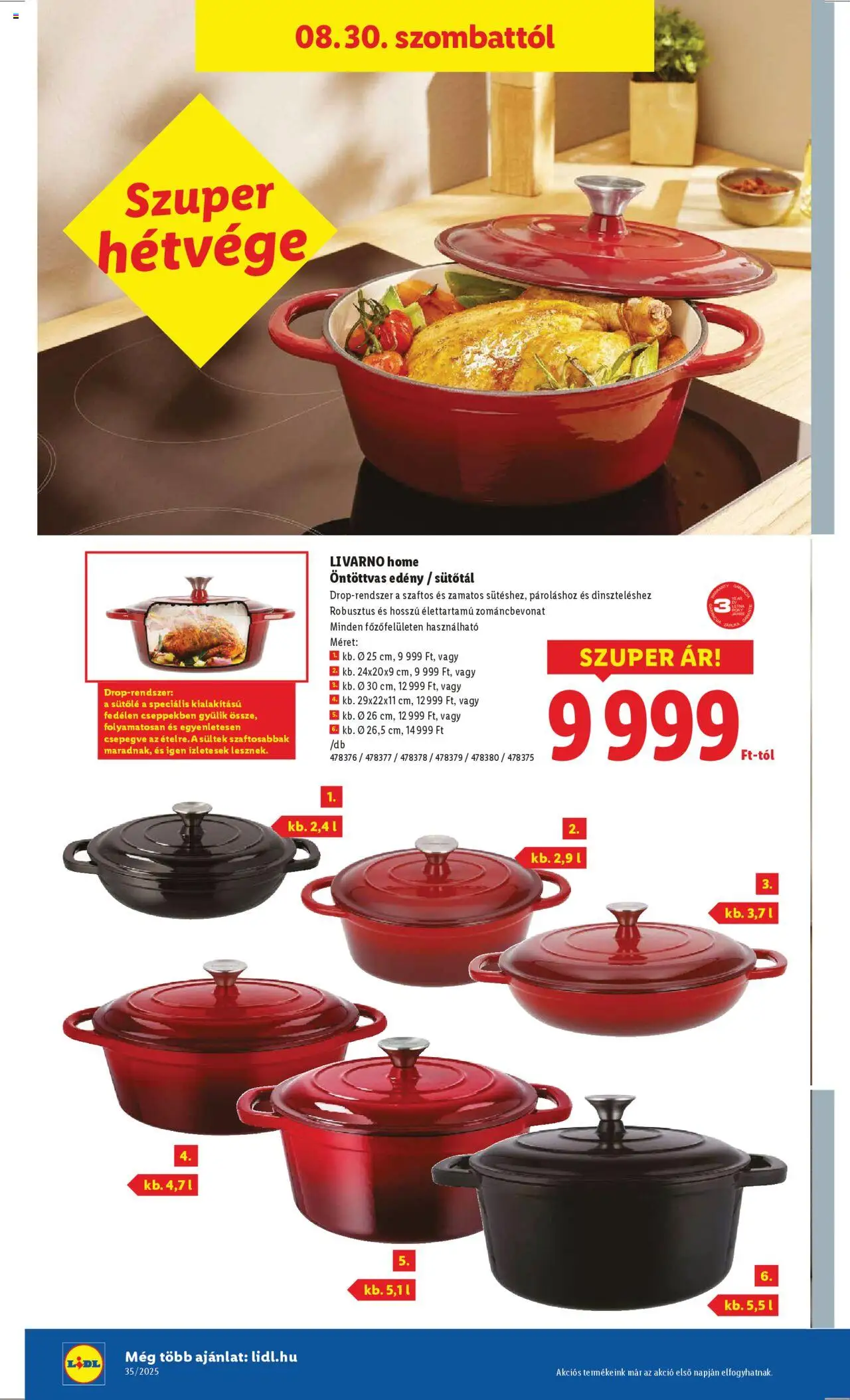 Lidl akciós ujság - amely érvényes a következő dátumtól: 28.08.2025 | Oldal: 10 | Termékek: Edény