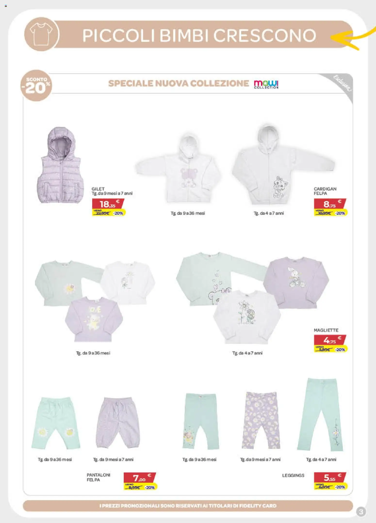 Volantino Bimbo store del 05.03.2026 | Pagina: 3 | Prodotti: Felpa, Pantaloni, Gilet, Cardigan