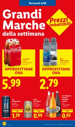 Volantino Lidl del 04.08.2025 | Pagina: 20 | Prodotti: Birra, Bottiglia, Coca Cola