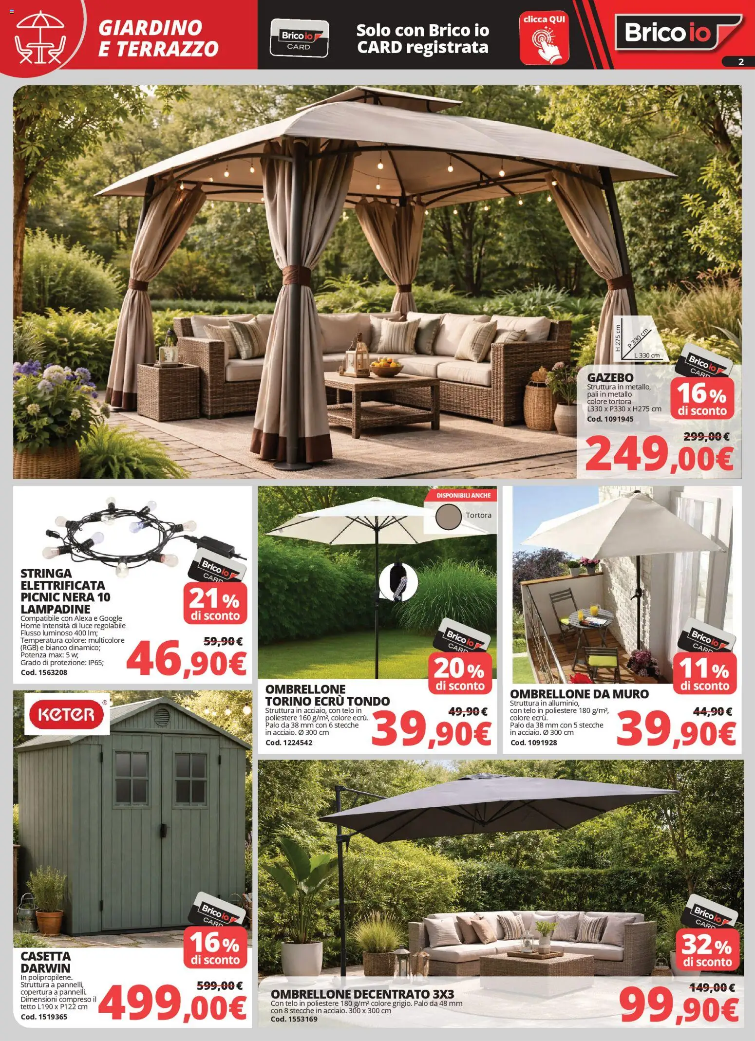 Volantino Brico io del 05.03.2026 | Pagina: 2 | Prodotti: Ombrellone, Gazebo