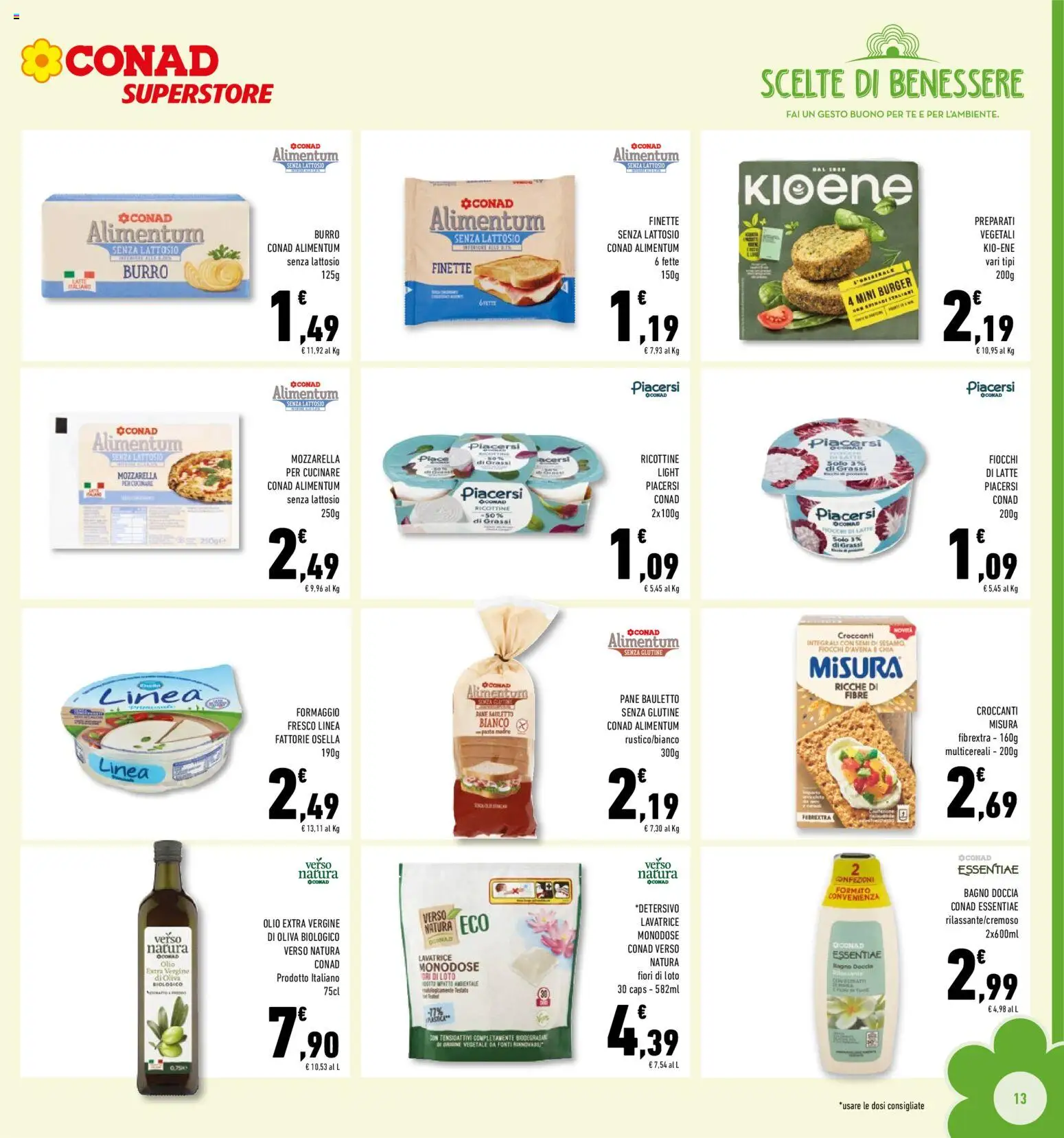 Volantino Conad del 03.01.2026 | Pagina: 13 | Prodotti: Fiocchi di latte, Olive, Burro, Doccia