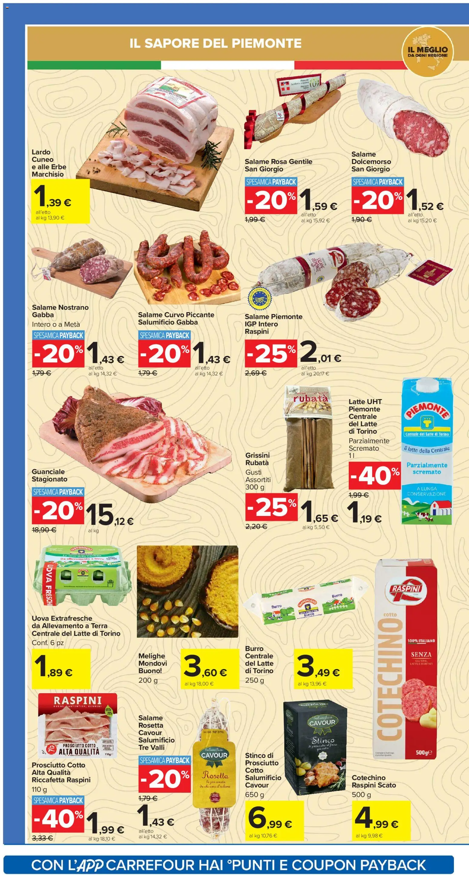 Volantino Carrefour del 16.12.2025 | Pagina: 12 | Prodotti: Prosciutto Cotto, Salame, Burro, Grissini
