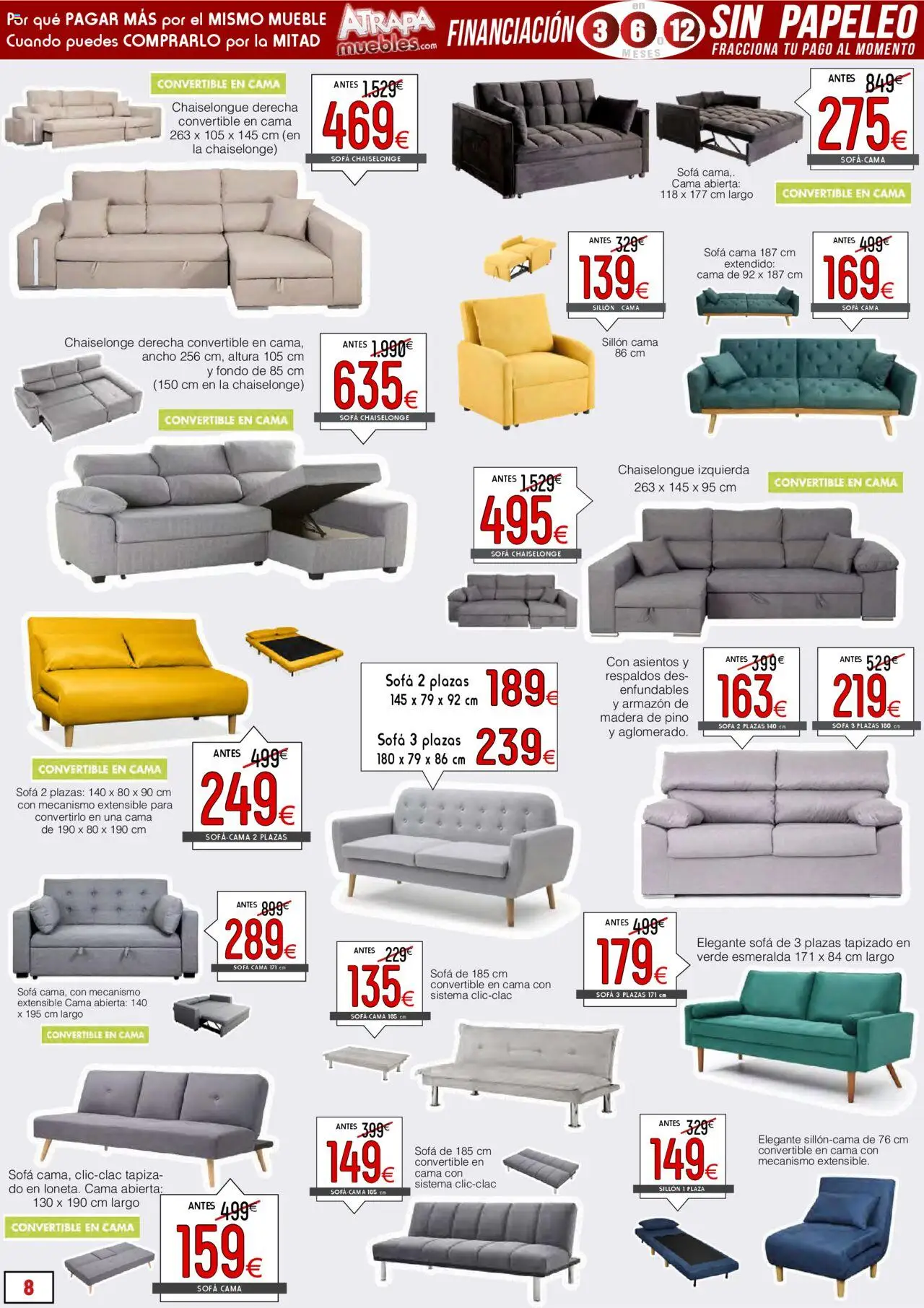Atrapa Muebles folleto │ válido desde el 01.10.2025 | Página: 8 | Productos: Sofá cama, Cama, Sofá, Sillón