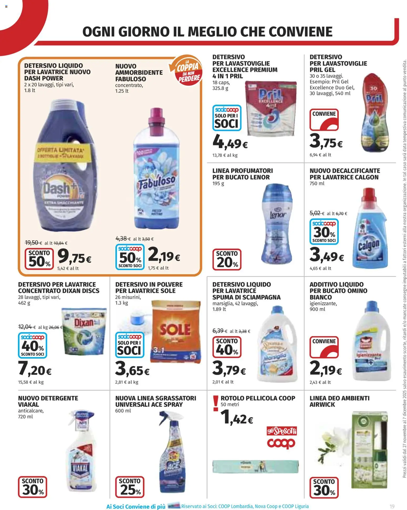 Volantino COOP del 27.11.2025 | Pagina: 19 | Prodotti: Ammorbidente, Detergente, Lavatrice, Lavastoviglie