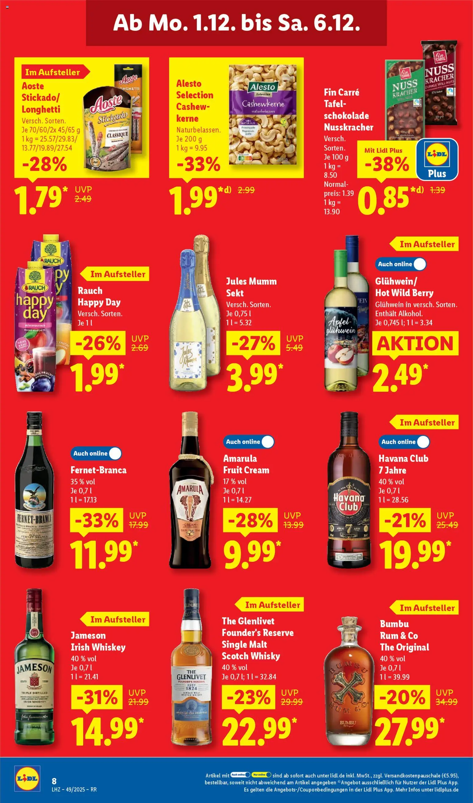 Lidl Prospekt Düsseldorf – gültig ab 01.12.2025 | Seite: 12 | Produkte: Whisky, Sekt, Jameson, Whiskey