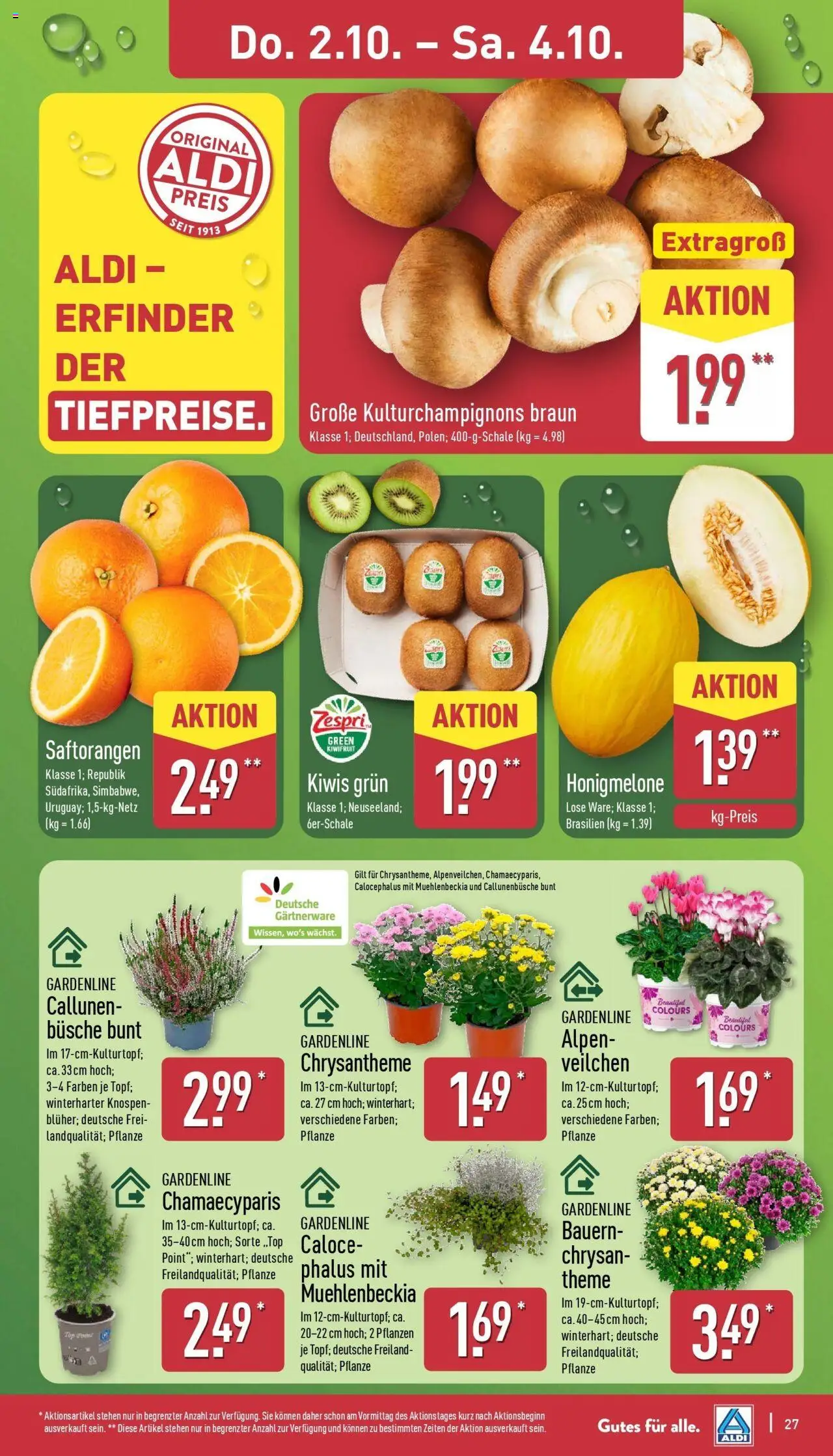 Aldi - ALDI Nord: Wochenangebote – gültig ab 28.09.2025 | Seite: 29 | Produkte: Top, Honigmelone
