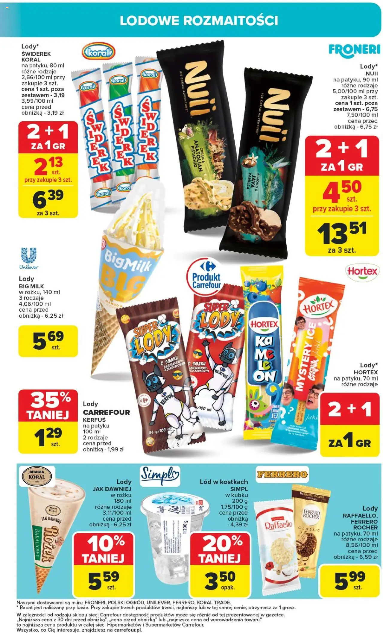 Carrefour Gazetka od 11.08.2025 | Strona: 23 | Produkty: Mango, Big Milk, Lód w kostkach, Lody