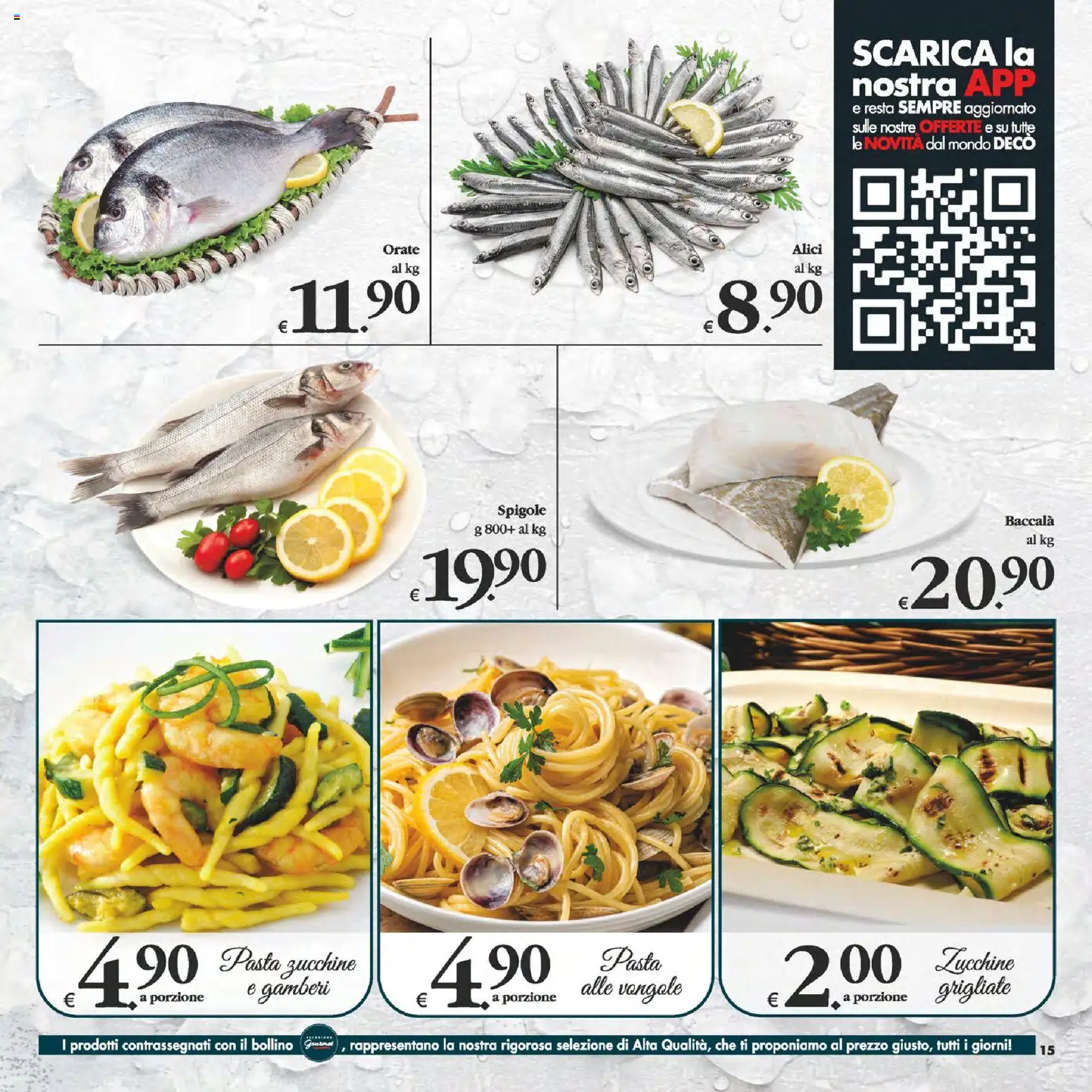Volantino Decò del 24.02.2026 | Pagina: 15 | Prodotti: Vongole, Pasta, Zucchine, Alici