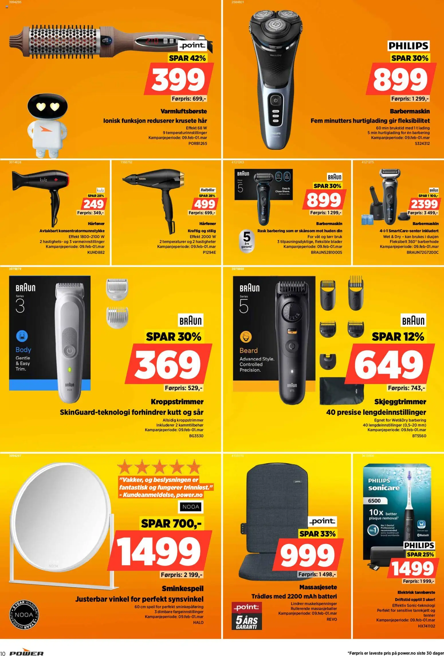 {H1} | Side: 10 | Produkter: Tannbørste, Body, Barbermaskin, Batteri