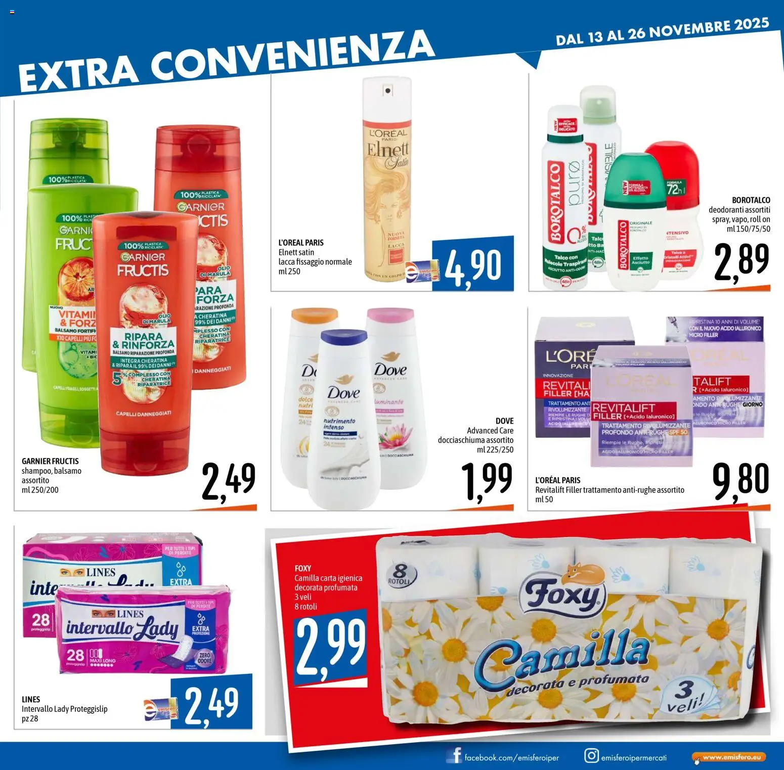 Volantino Emisfero del 13.11.2025 | Pagina: 27 | Prodotti: Balsamo, Lacca, Carta igienica, Talco
