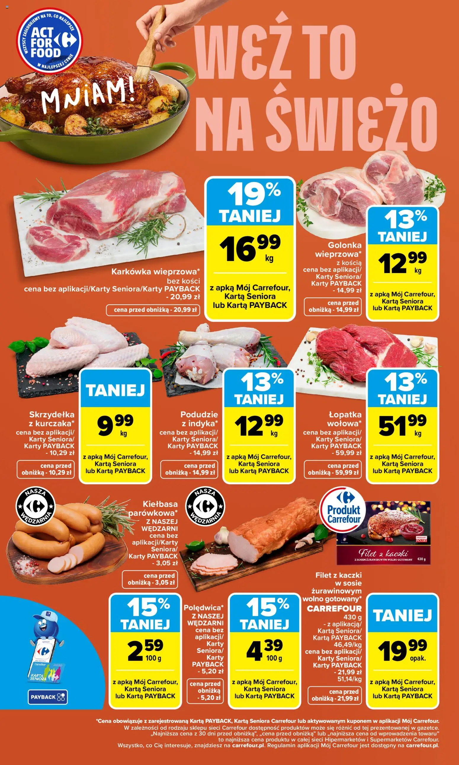 Carrefour gazetka - Weź to na świeżo od 09.03.2026 | Strona: 2 | Produkty: Kiełbasa, Karta, Karkówka, Filet z kaczki
