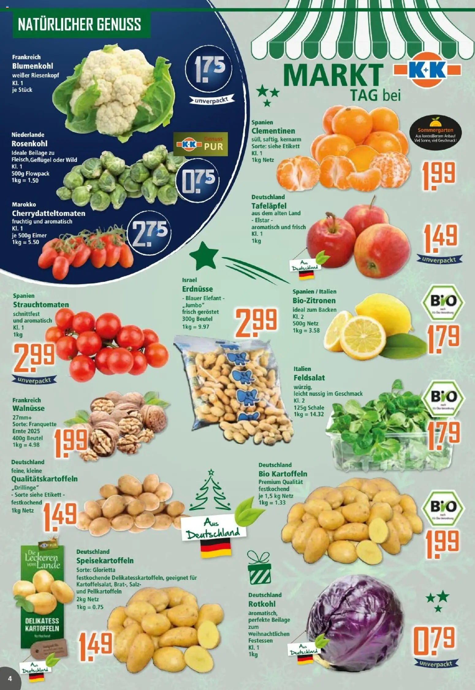 Klaas & Kock Prospekt – gültig ab 22.12.2025 | Seite: 4 | Produkte: Erdnüsse, Walnüsse, Kartoffeln, Salz