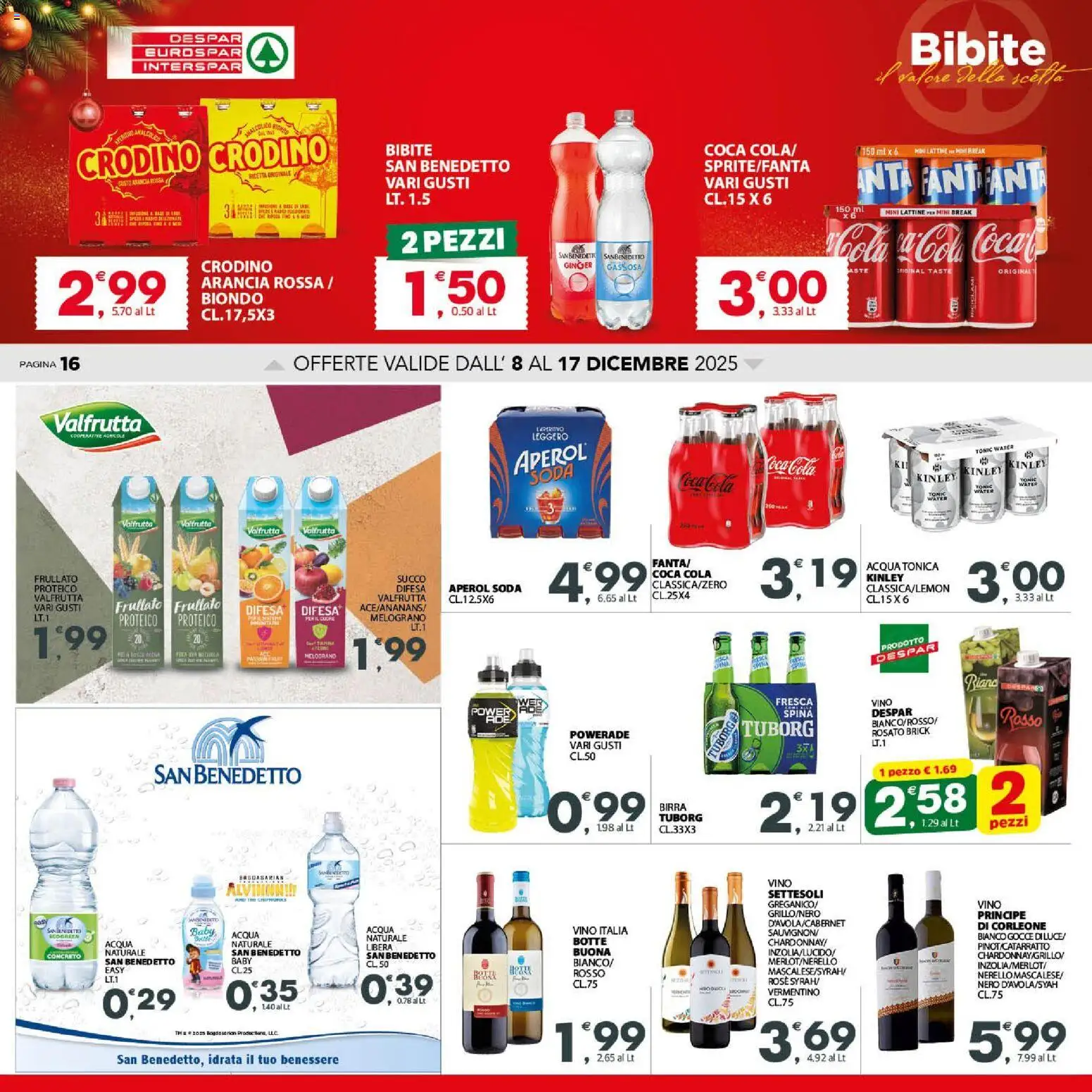 Volantino Interspar del 08.12.2025 | Pagina: 16 | Prodotti: Bibite, Arancia, Aperol, Coca Cola