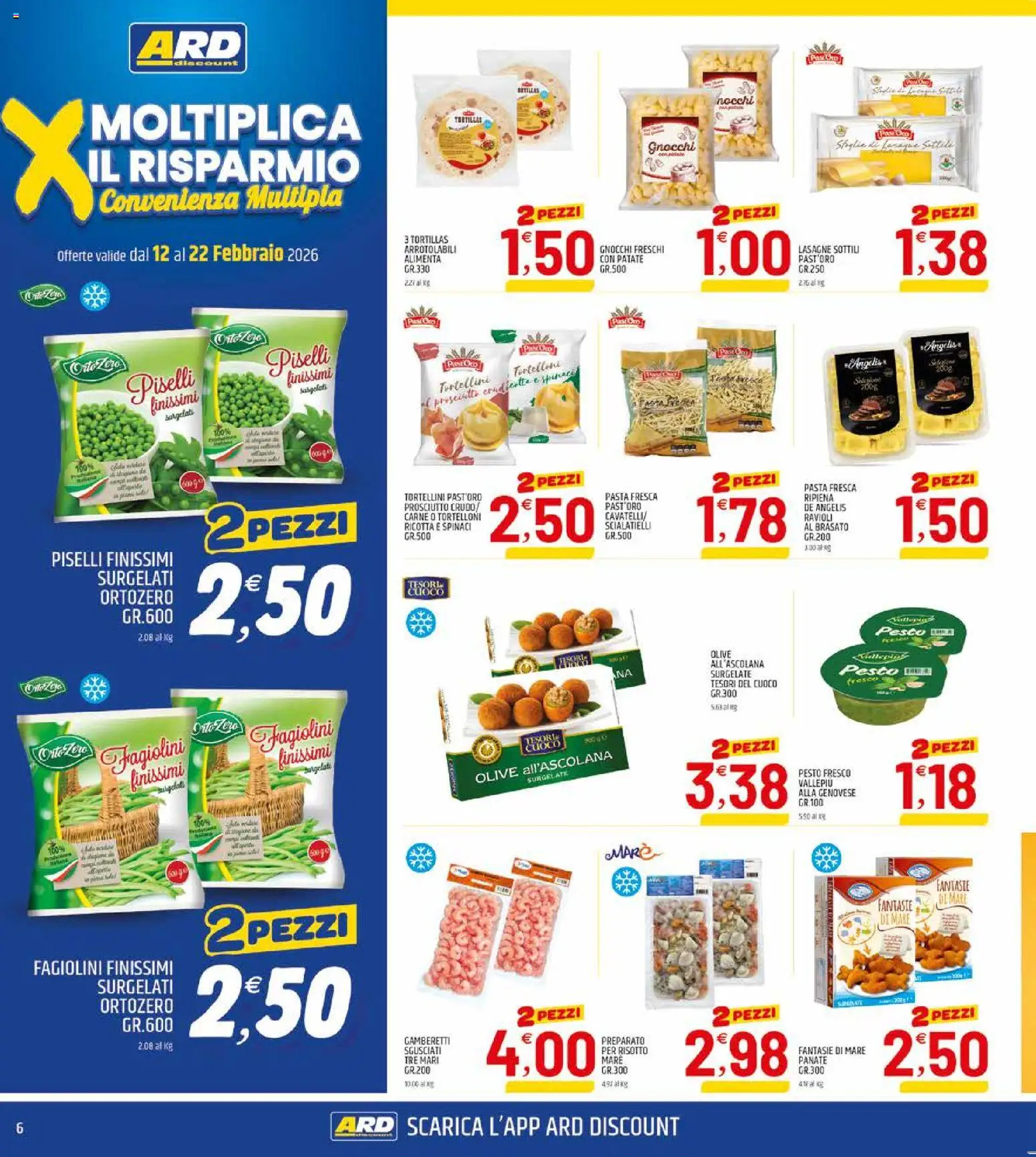Volantino ARD Discount del 12.02.2026 | Pagina: 6 | Prodotti: Spinaci, Pesto, Ricotta, Tortelloni