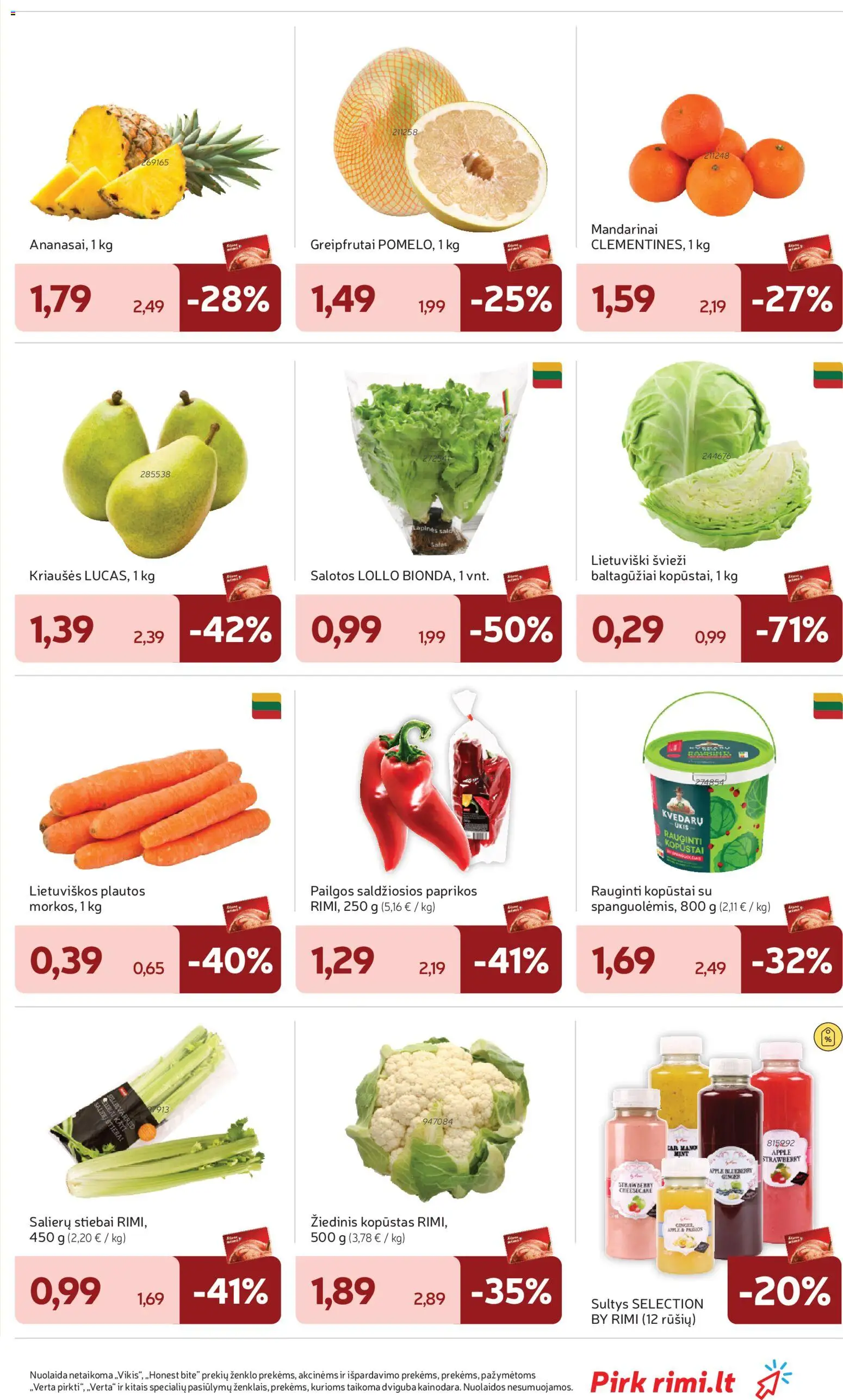 Rimi akcijos nuo 11.11.2025 | Puslapis: 15 | Prekių: Salotos, Sultys, Mandarinai