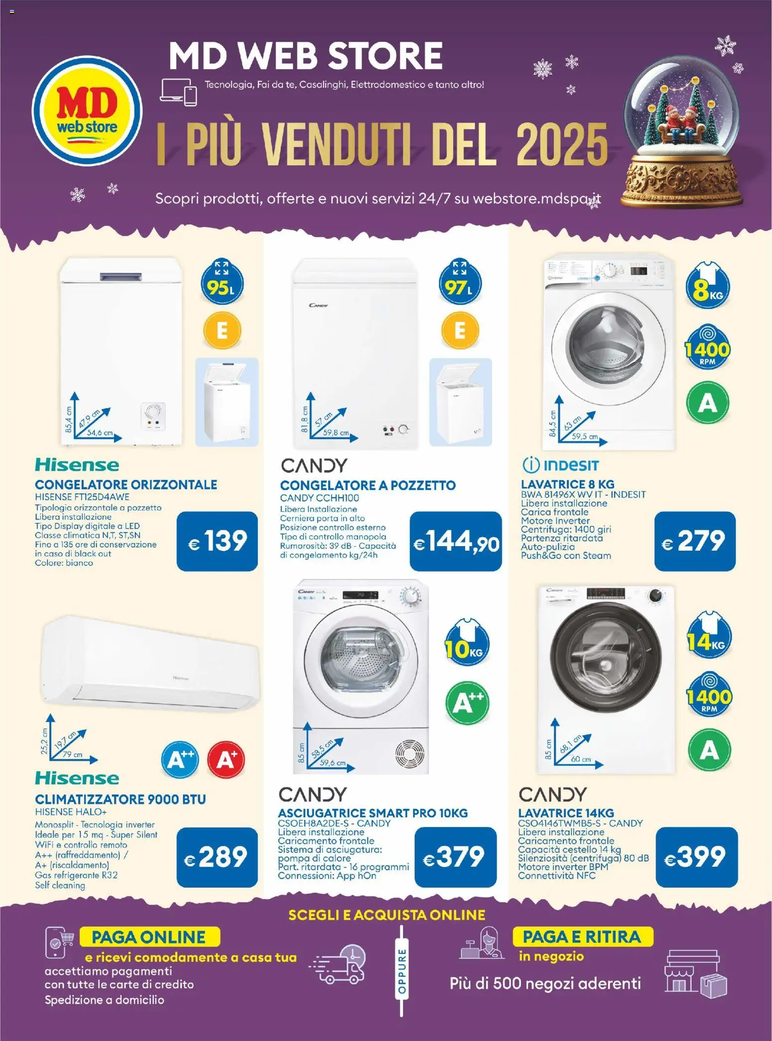 Volantino MD Discount del 16.12.2025 | Pagina: 36 | Prodotti: Climatizzatore, Centrifuga, Asciugatrice, Congelatore
