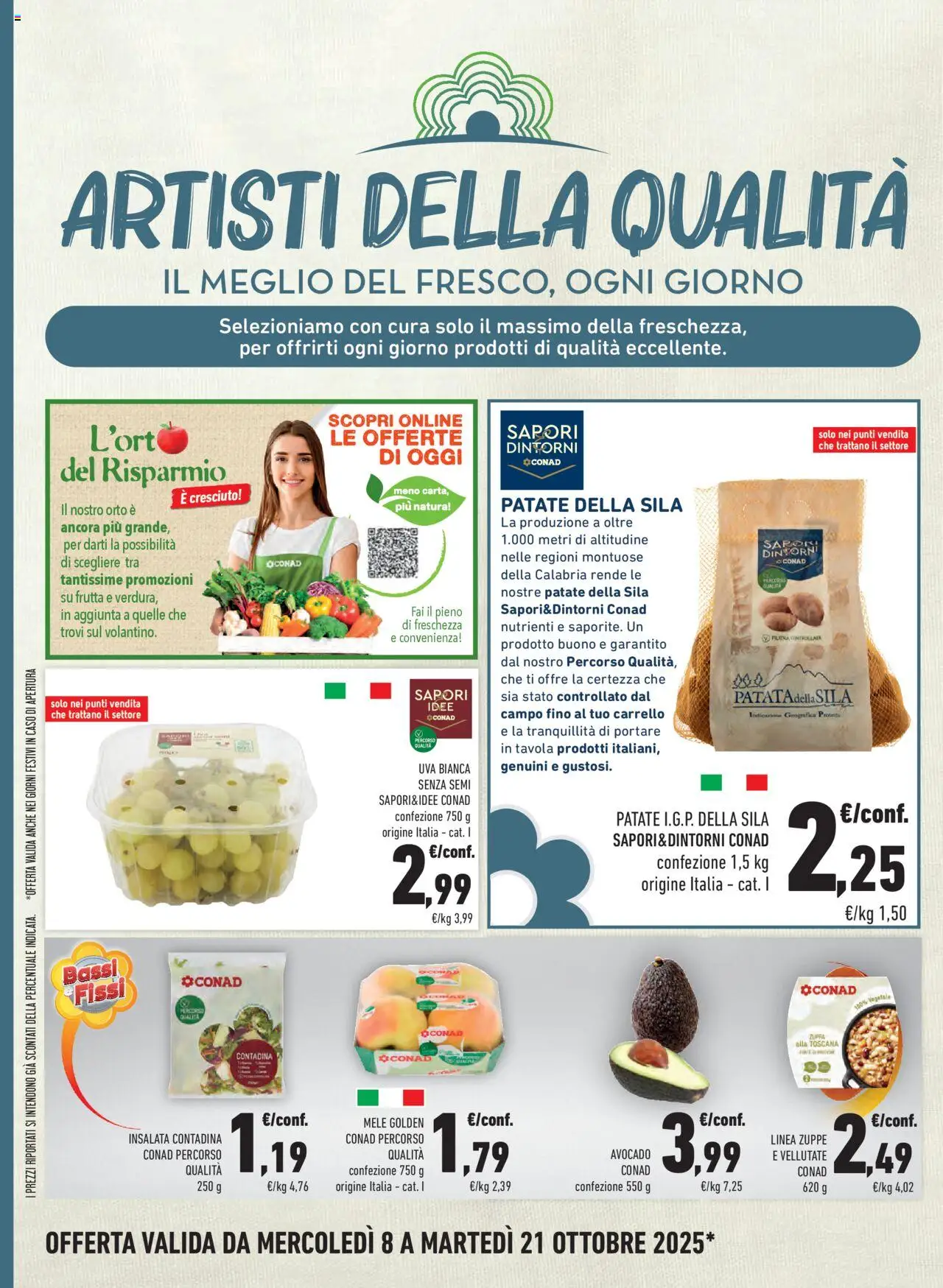 Volantino Conad del 08.10.2025 | Pagina: 20 | Prodotti: Mele, Avocado, Carrello, Uva