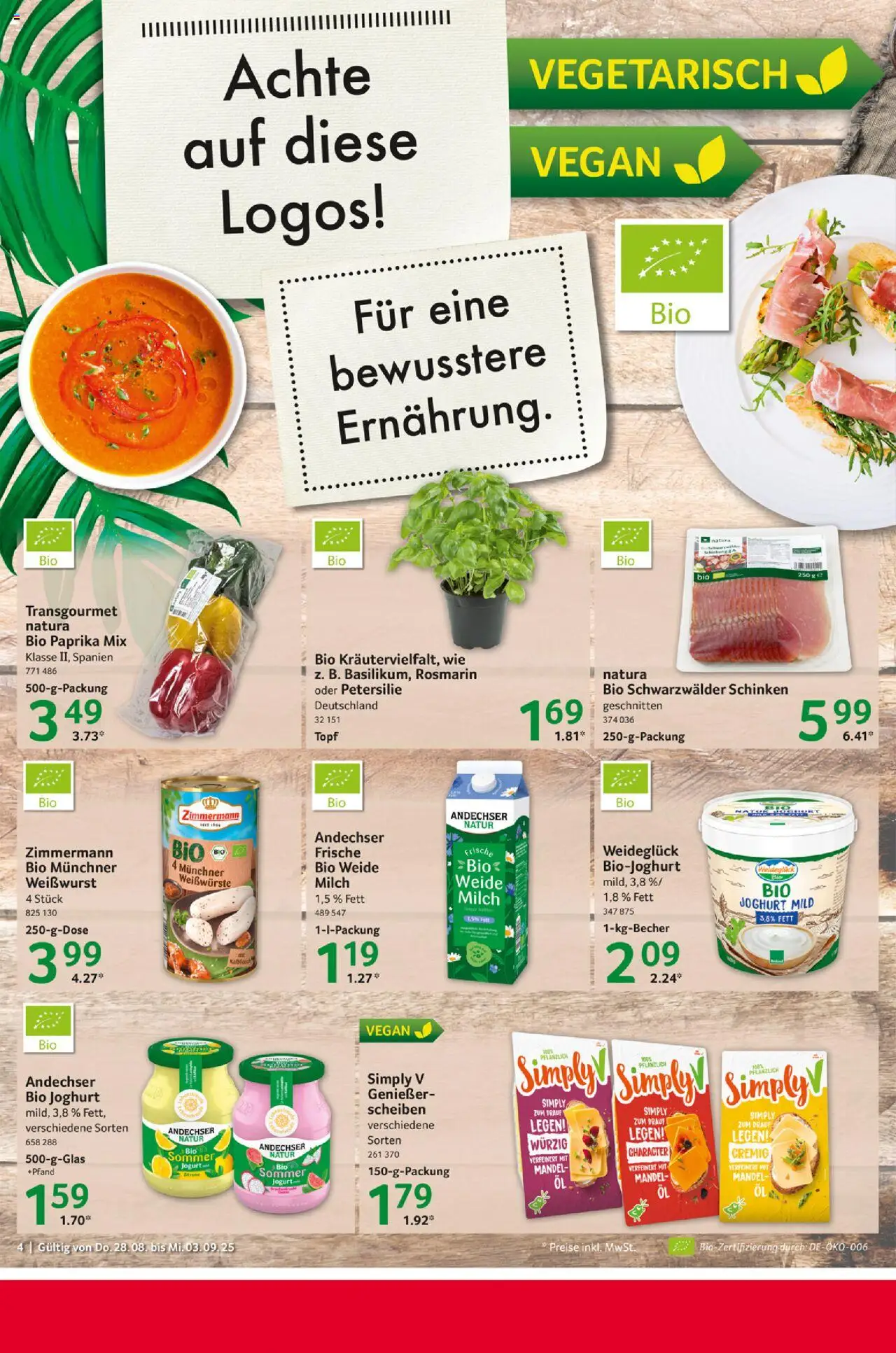 Selgros Prospekt 	 - gültig ab dem 28.08.2025 | Seite: 4 | Produkte: Joghurt, Weißwurst, Petersilie, Schinken