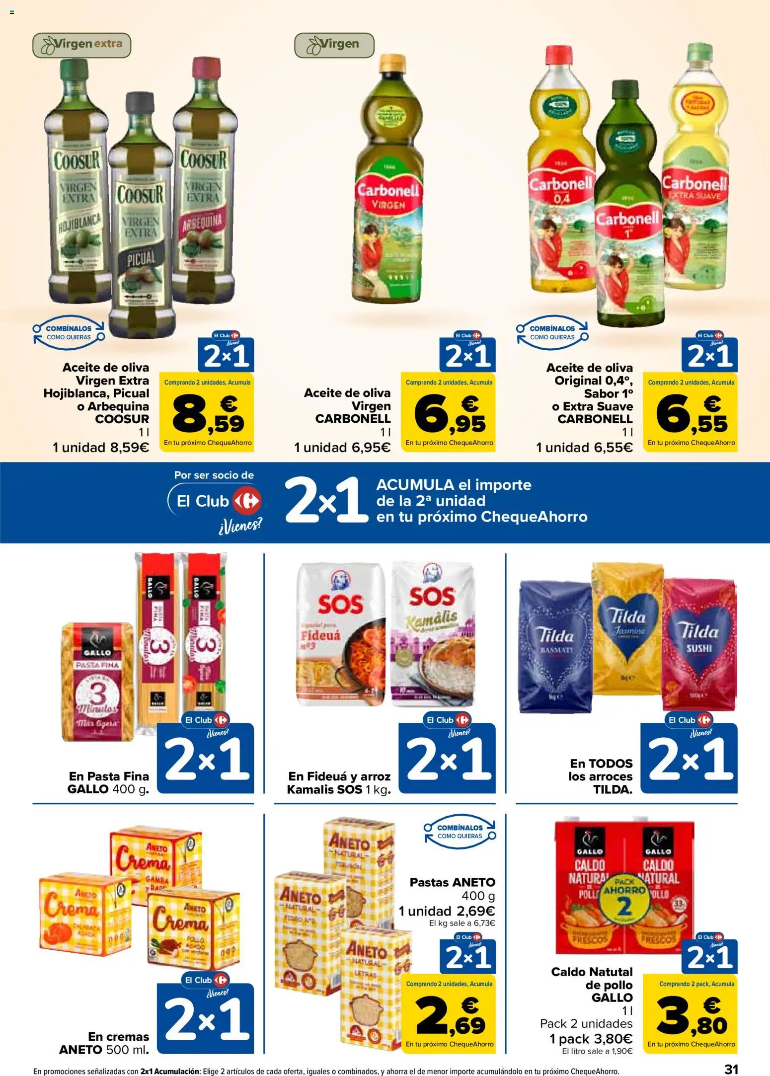 Carrefour folleto │ válido desde el 12.02.2026 | Página: 31 | Productos: Arroz, Pasta, Crema, Aceite de oliva virgen extra