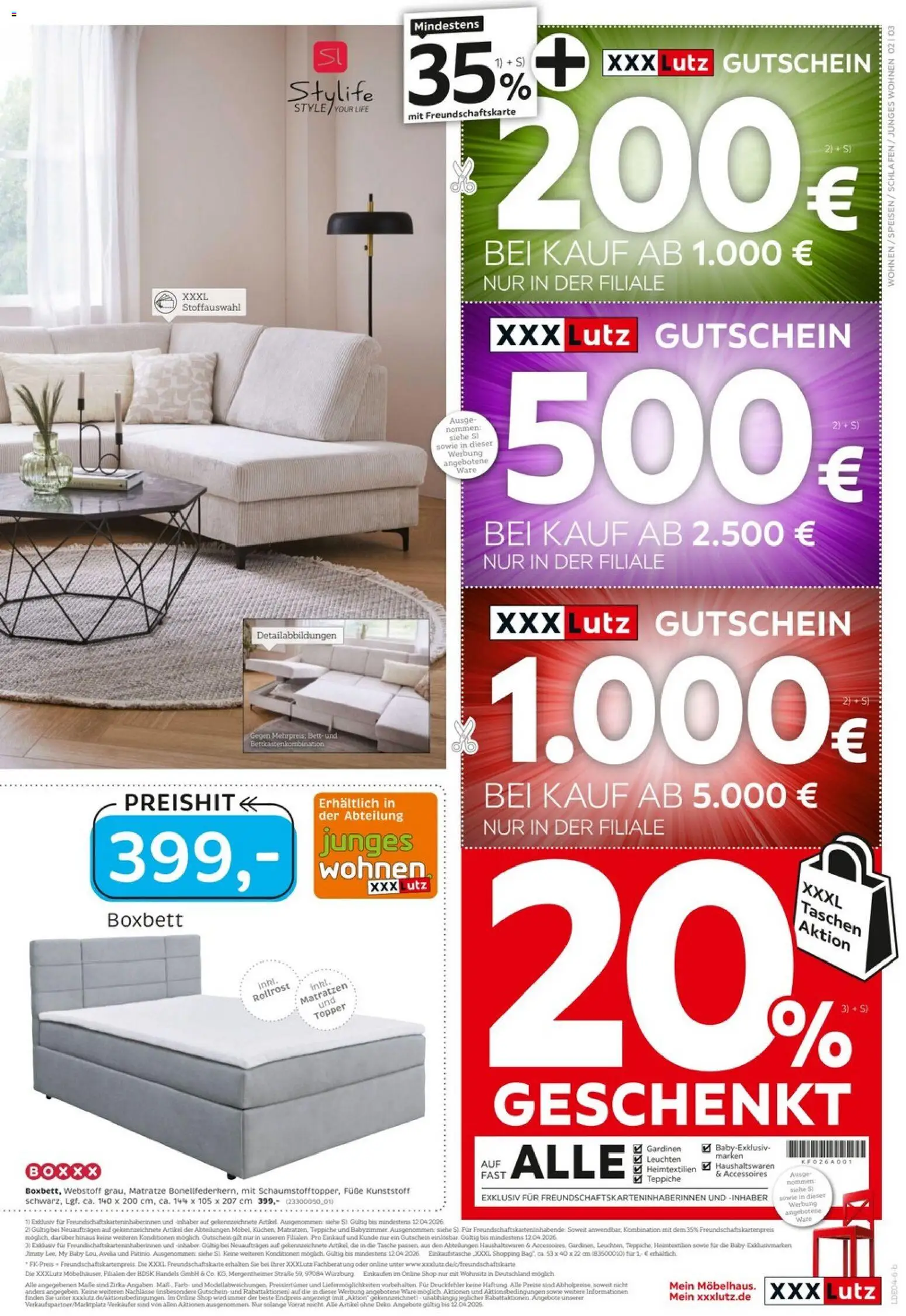 XXXLutz Big Sale – gültig ab 29.03.2026 | Seite: 3 | Produkte: Tasche, Bett, Matratze, Topper