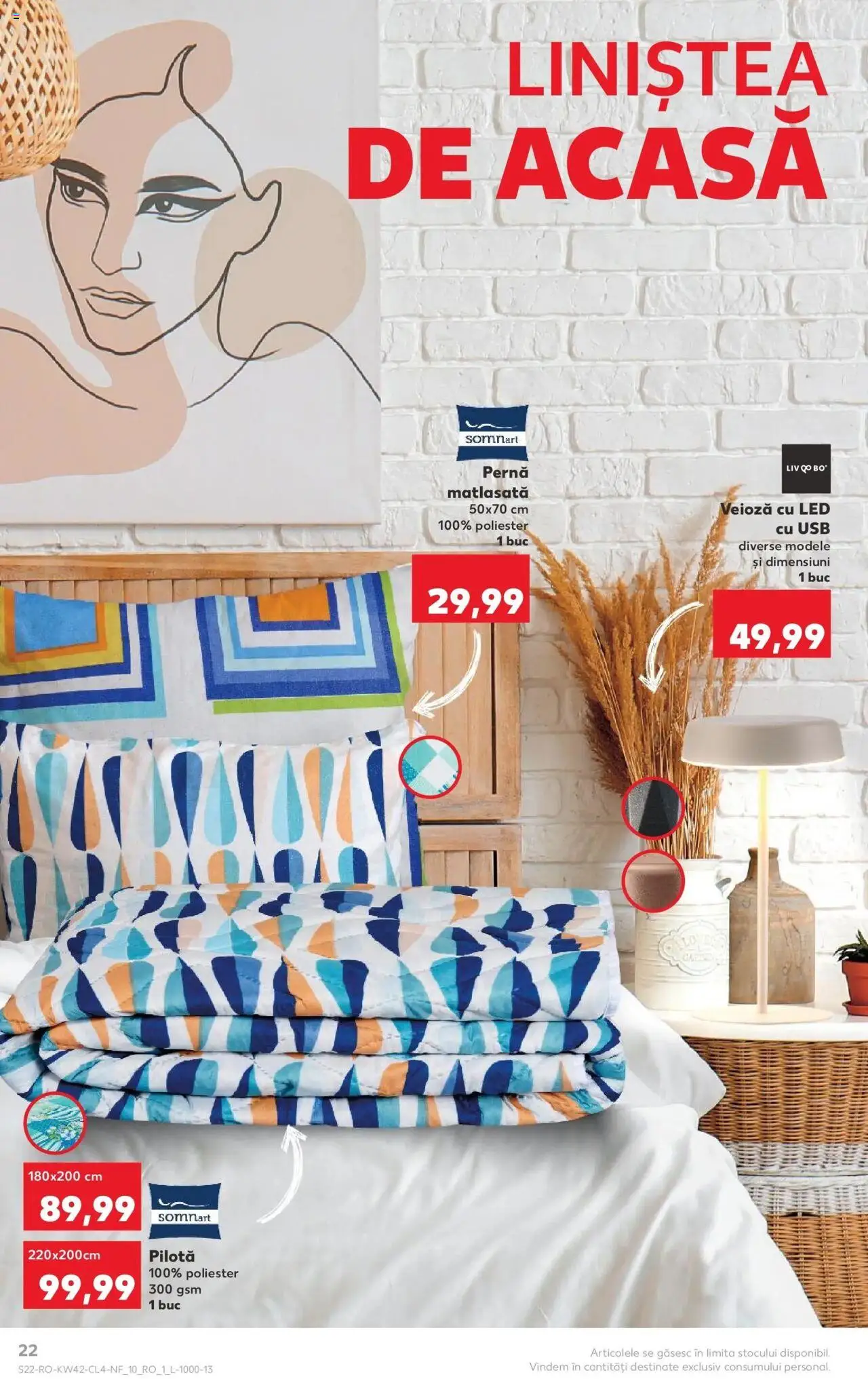 Noul catalog Kaufland – valabil de la 15.10.2025 | Pagină: 22 | Produse: Pernă, Pilotă, Babak, Veioză