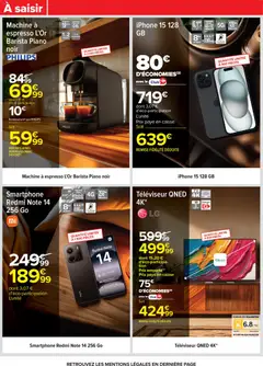 Carrefour - Prévisualisation de Carrefour Les promos du quotidien valide à partir de 15.12.2025 | Page: 62 | Produits: Televiseur, Piano, Iphone 15, Caméra