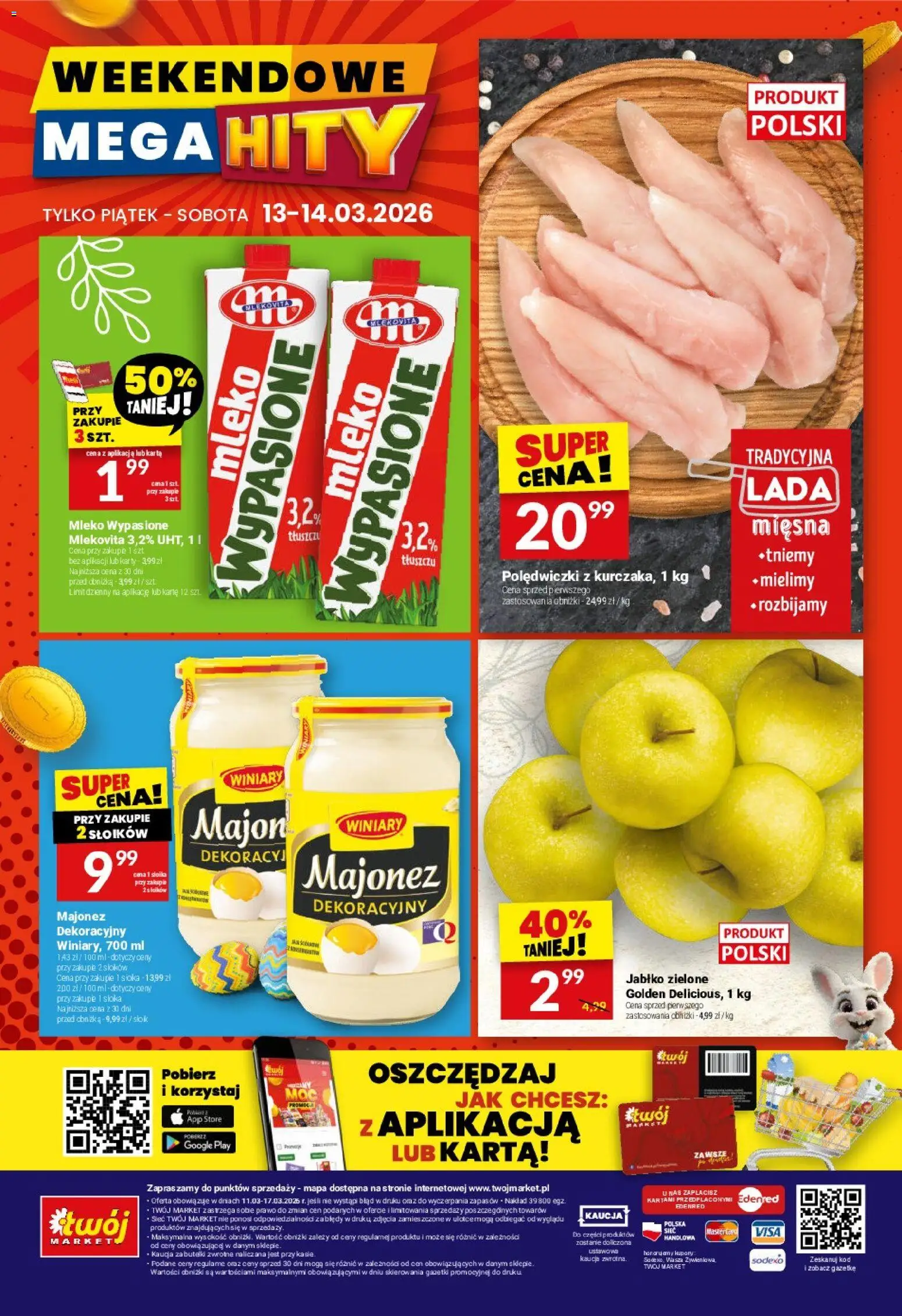 Twój Market gazetka od 11.03.2026 | Strona: 40 | Produkty: Karta, Mleko, Majonez