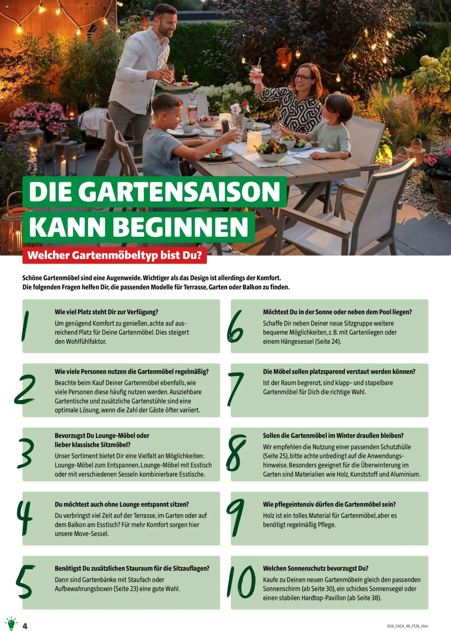 Hagebau Gartenmöbelsortiment – gültig ab 02.03.2026 | Seite: 4 | Produkte: Esstisch, Gartenmöbel, Sonnenschirm