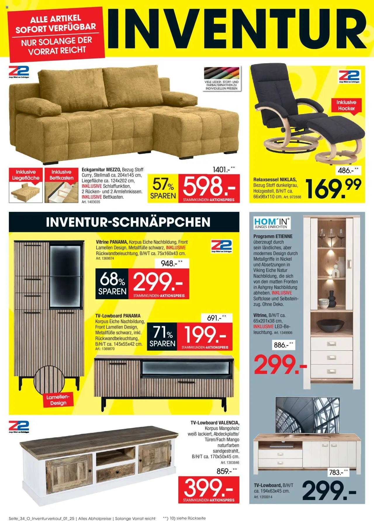 Zurbrüggen Inventurverkauf - gültig ab dem 04.08.2025 | Seite: 38 | Produkte: Hocker, Relaxsessel, Vitrine, Mango