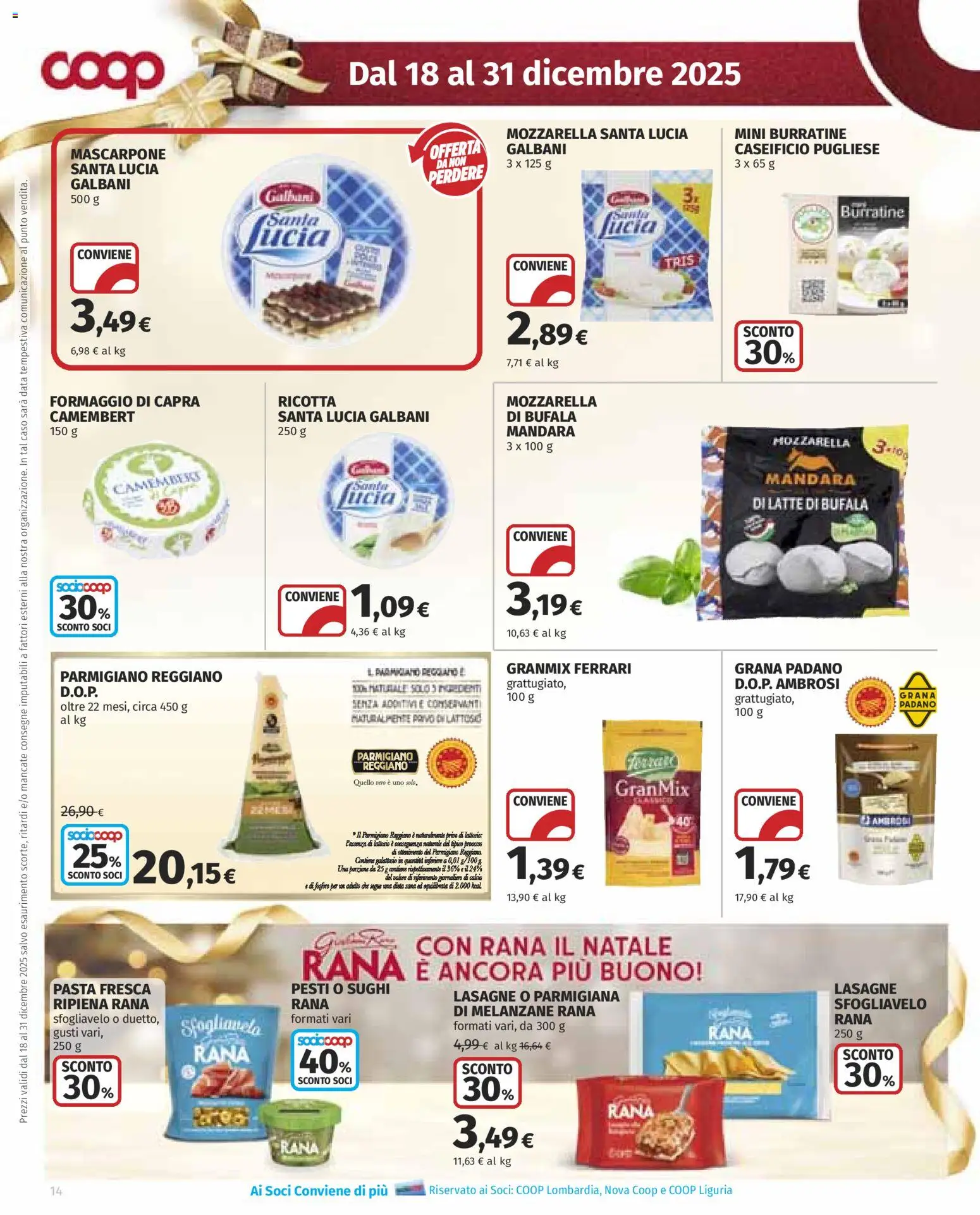 Volantino COOP del 18.12.2025 | Pagina: 14 | Prodotti: Mozzarella, Latte, Mascarpone, Parmigiano