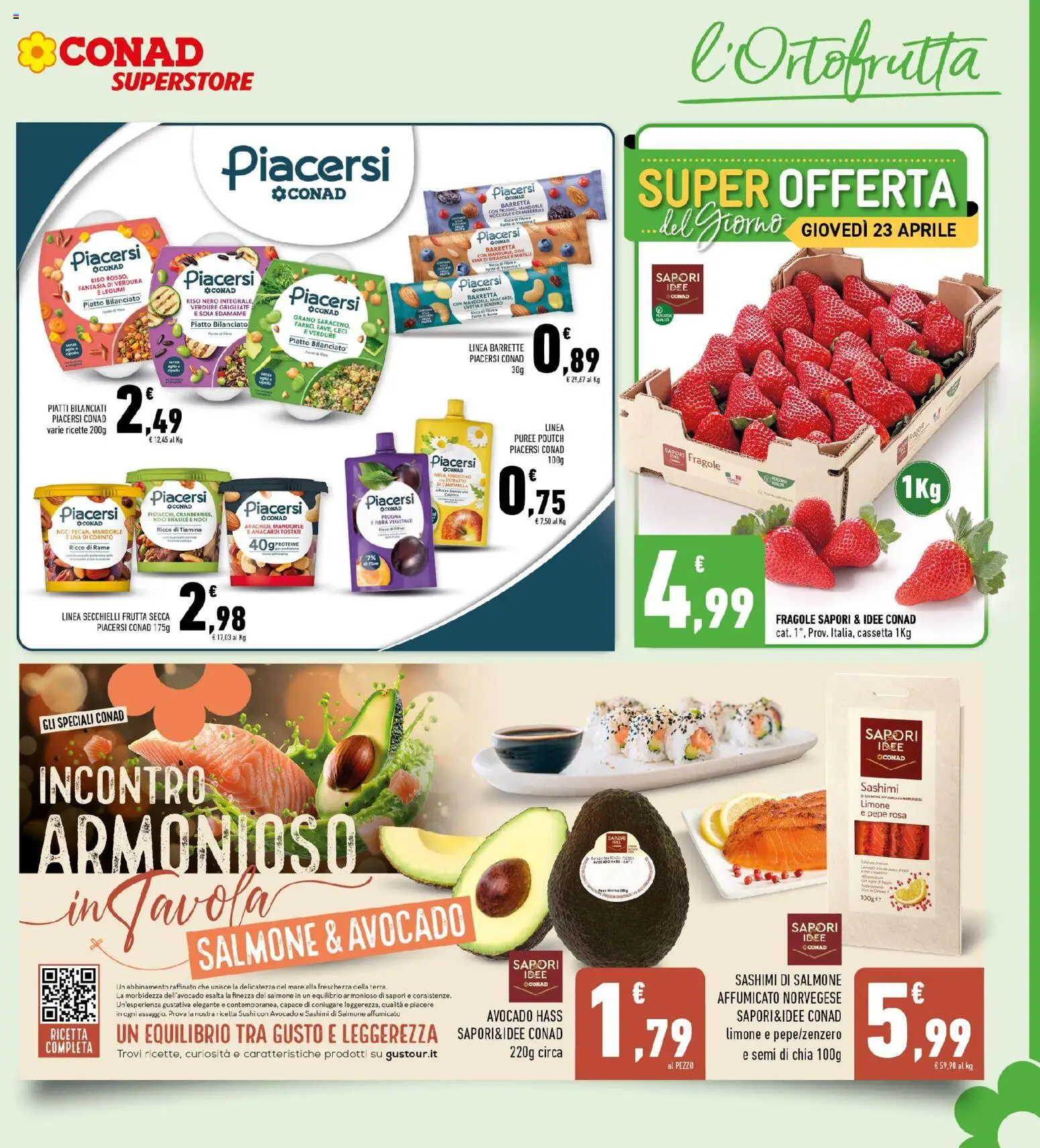 Volantino Conad del 22.04.2026 | Pagina: 5 | Prodotti: Avocado, Uva, Sushi, Terra