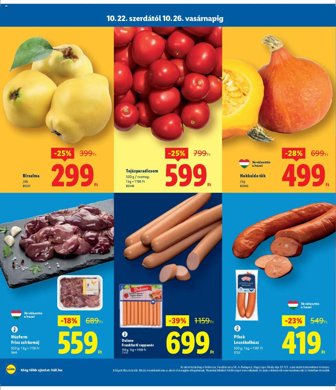Lidl akciós ujság - amely érvényes a következő dátumtól: 22.10.2025 | Oldal: 2 | Termékek: Tök, Csirkemáj, Lecsókolbász, Hokkaido tök