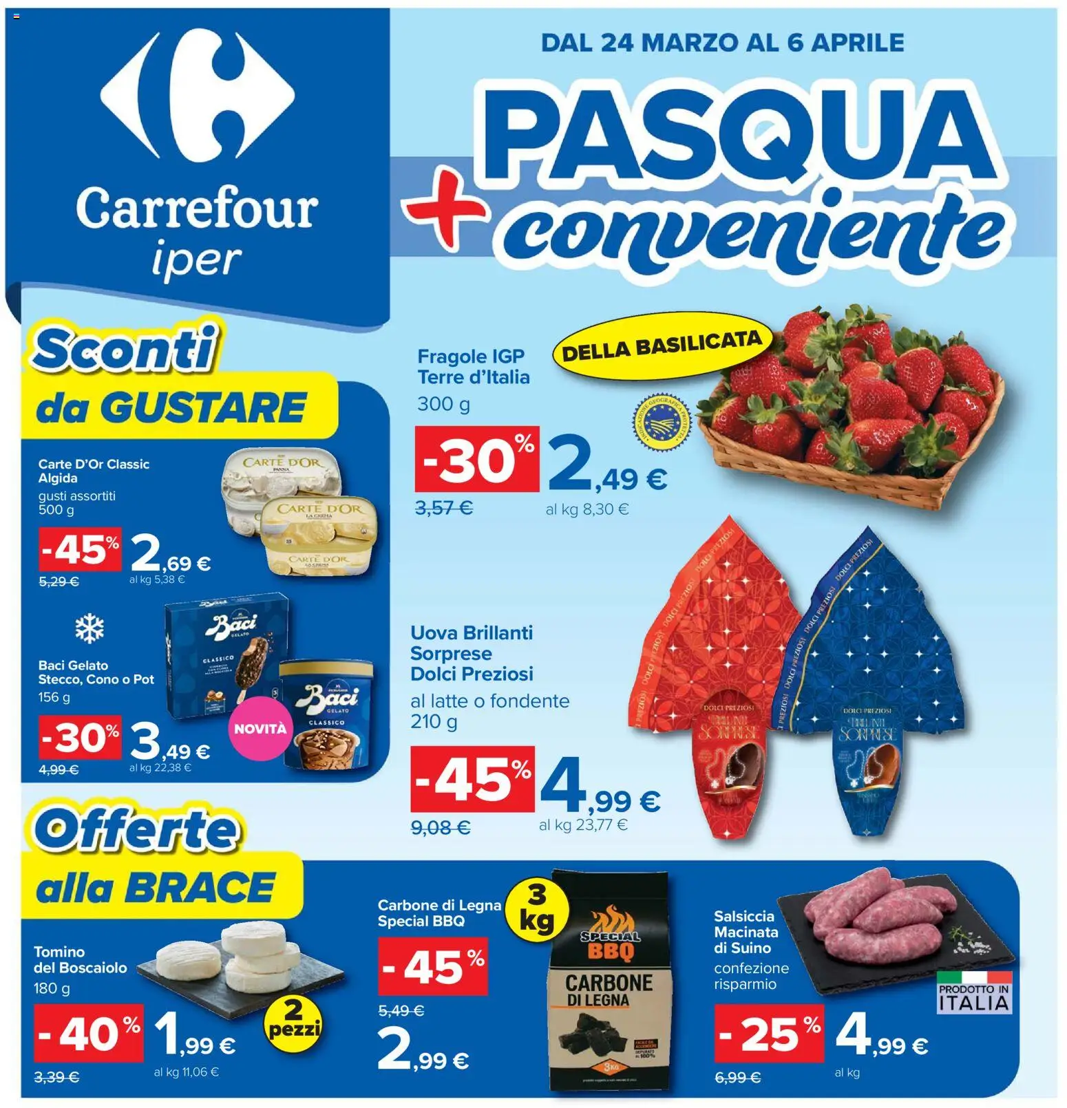 Volantino Carrefour del 26.03.2026 | Pagina: 1 | Prodotti: Fragole, Suino, Salsiccia, Tomino