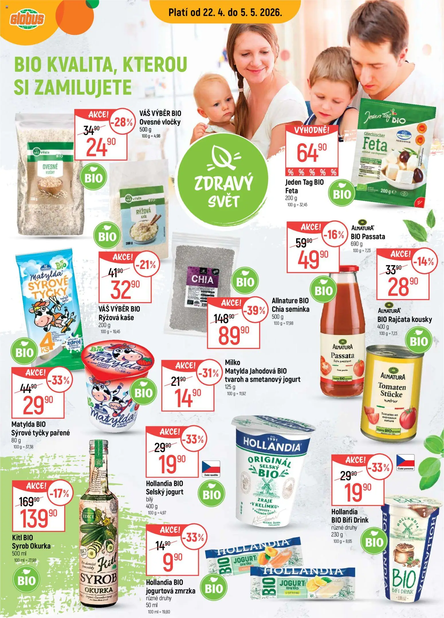 Globus leták - Ostrava od 22.04.2026 | Strana: 15 | Produkty: Bio jogurt, Globus, Vločky, Okurka