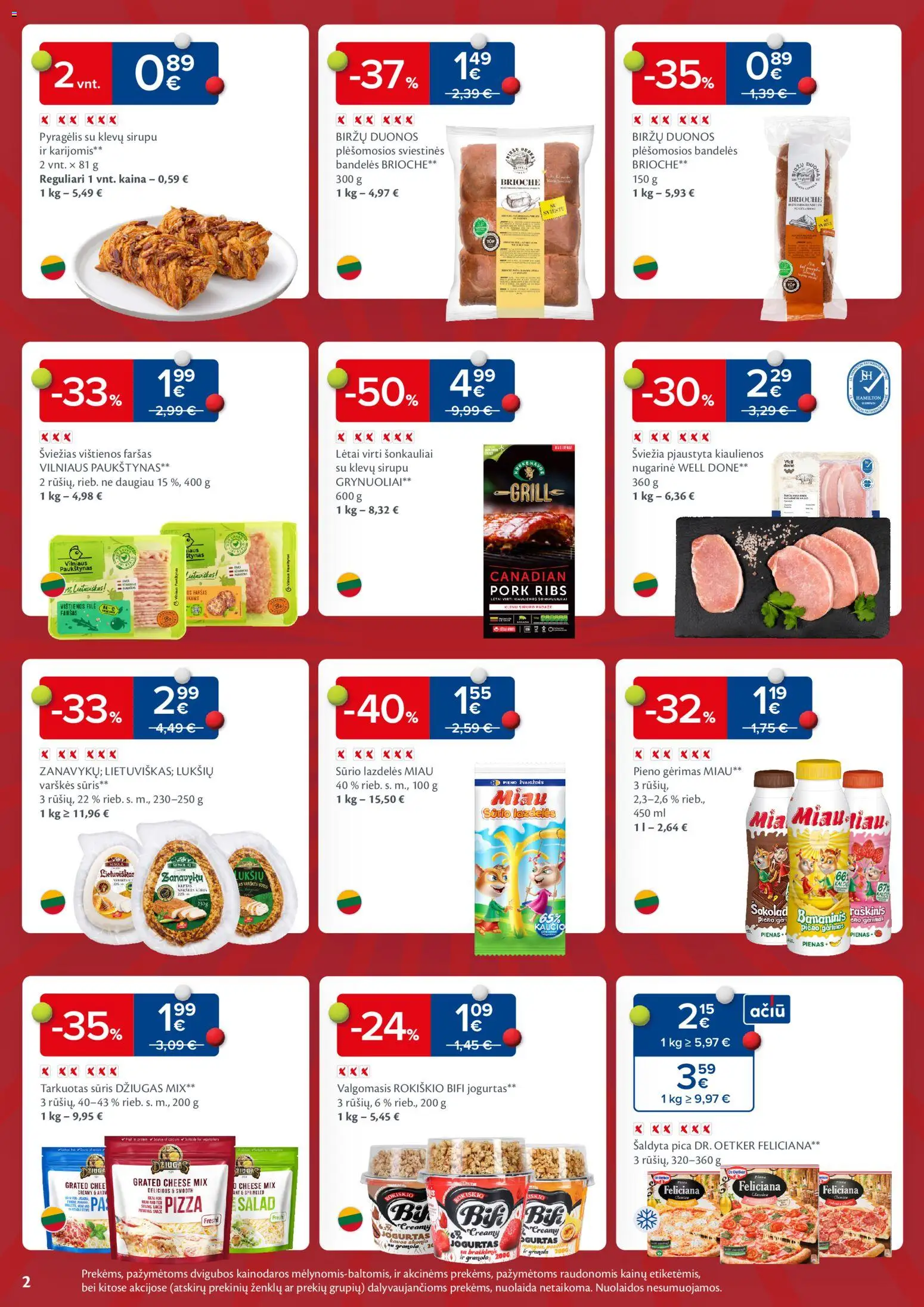 MAXIMA akcijos nuo 08.01.2026 | Puslapis: 2 | Prekių: Varškės sūris, Kiaulienos, Pienas, Pica