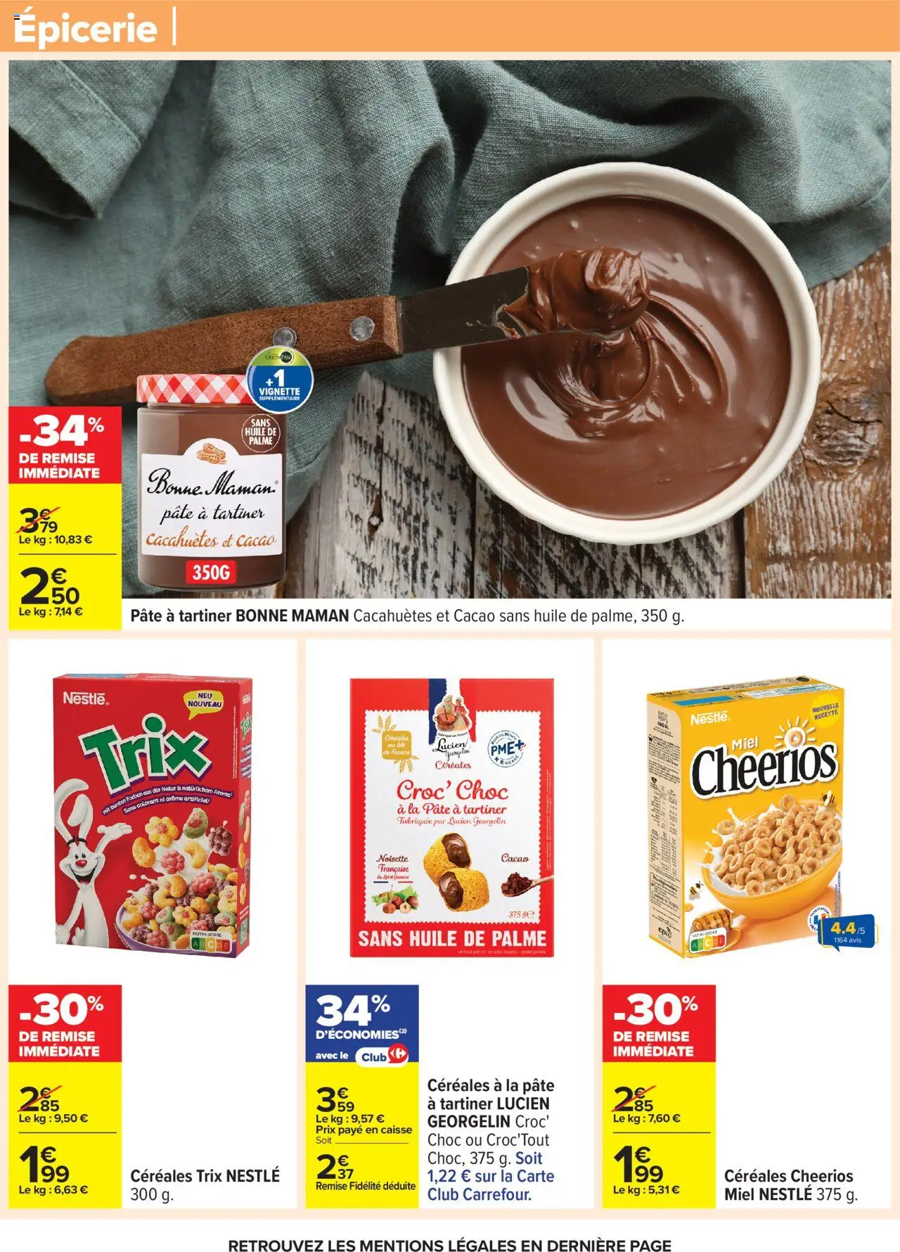 {H1} | Page: 36 | Produits: Pâte à tartiner, Miel, Huile, Céréales