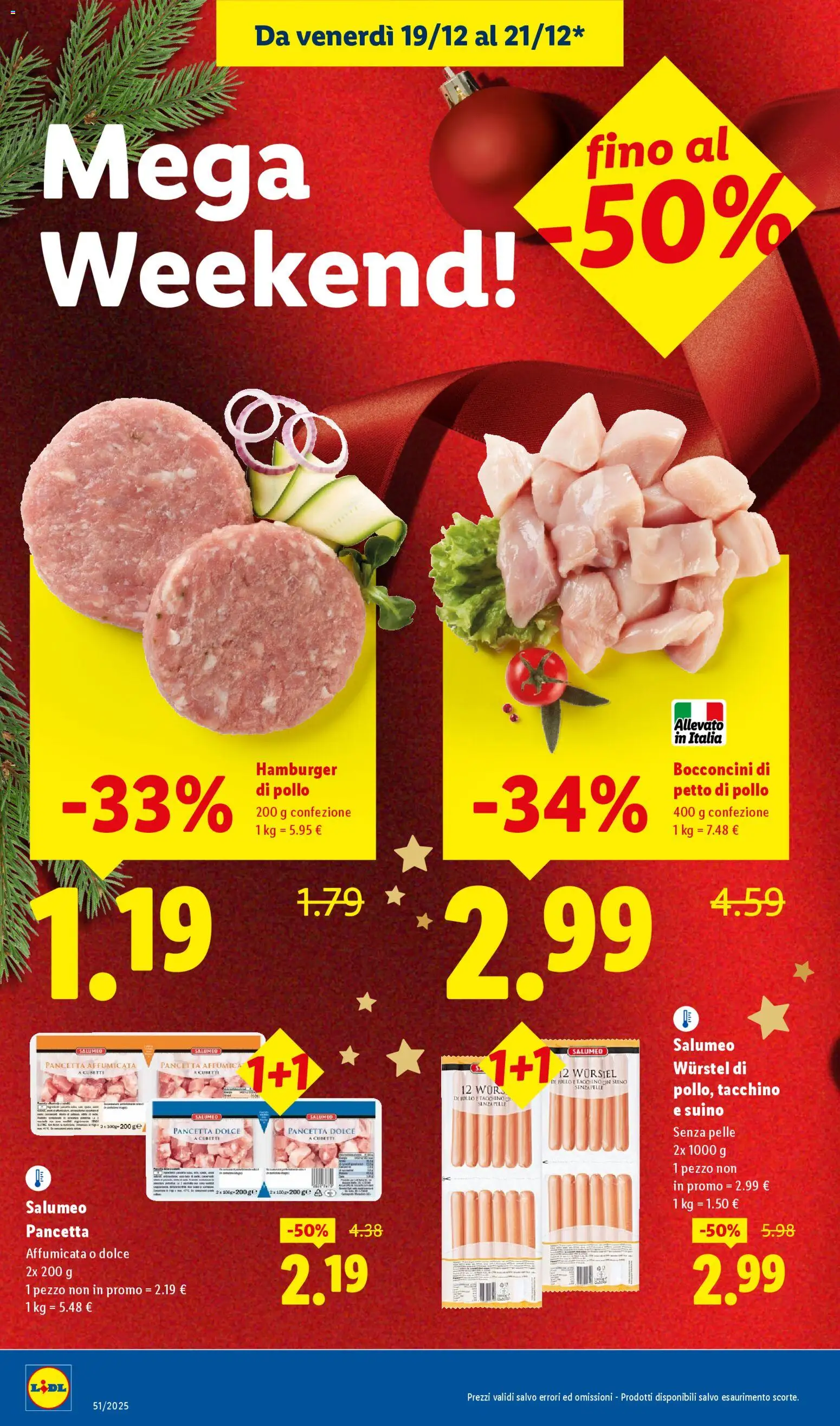 Volantino Lidl del 19.12.2025 | Pagina: 2 | Prodotti: Petto di Pollo, Pollo, Suino, Hamburger