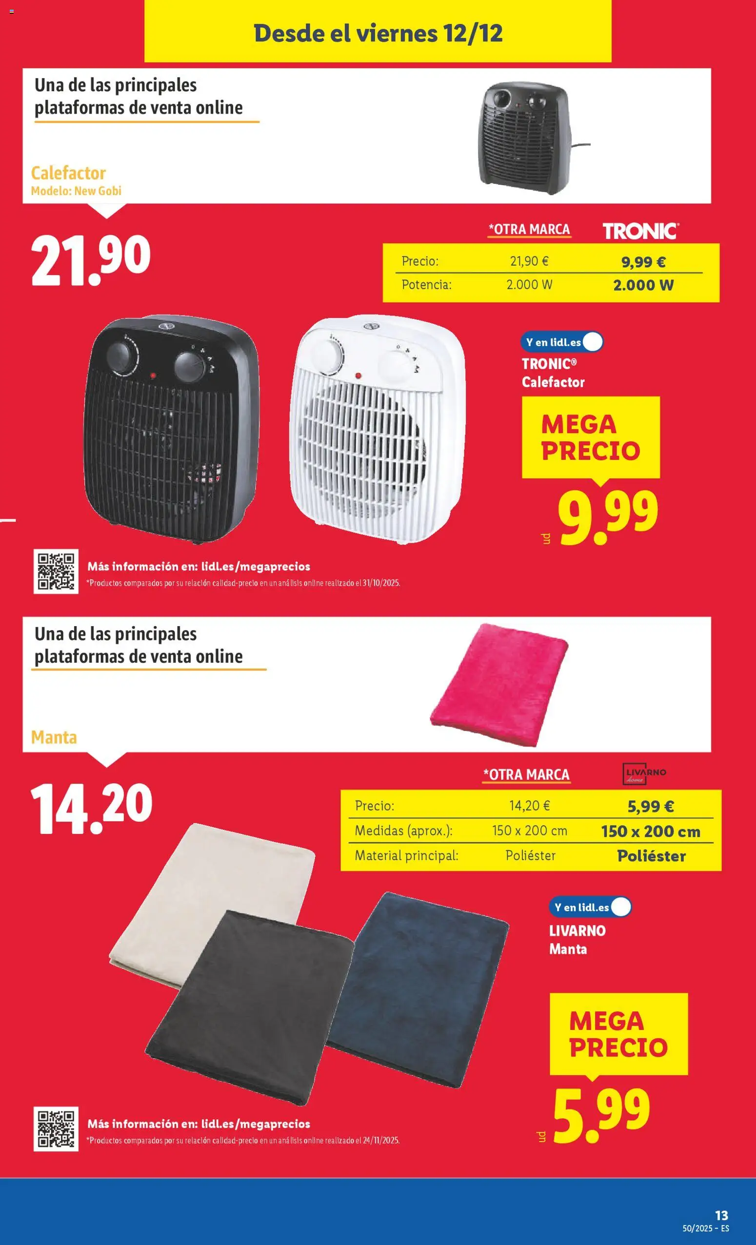 Lidl folleto de bazar │ válido desde el 08.12.2025 | Página: 31 | Productos: Manta