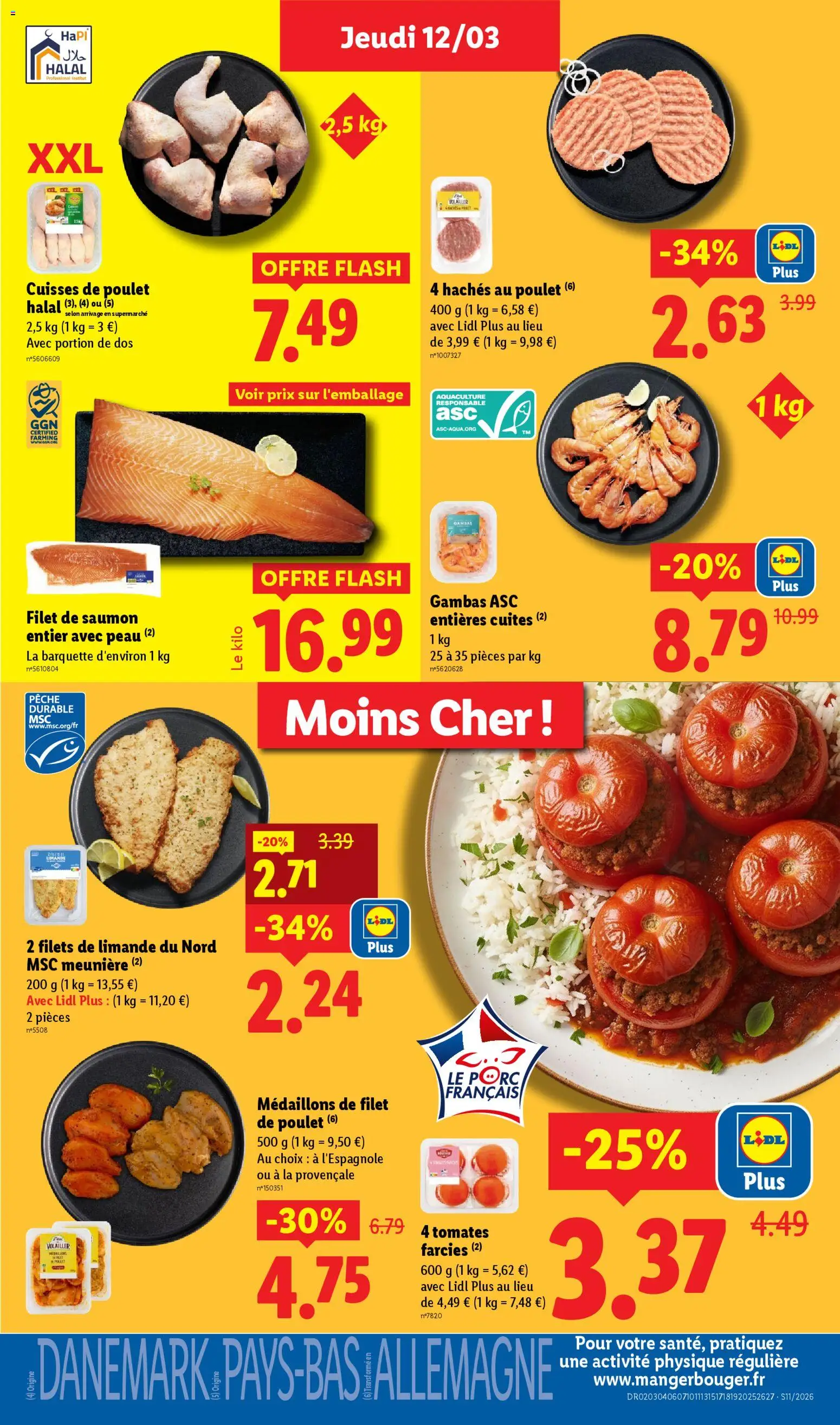 {H1} | Page: 7 | Produits: Cuisses de poulet, Porc, Tomates, Saumon