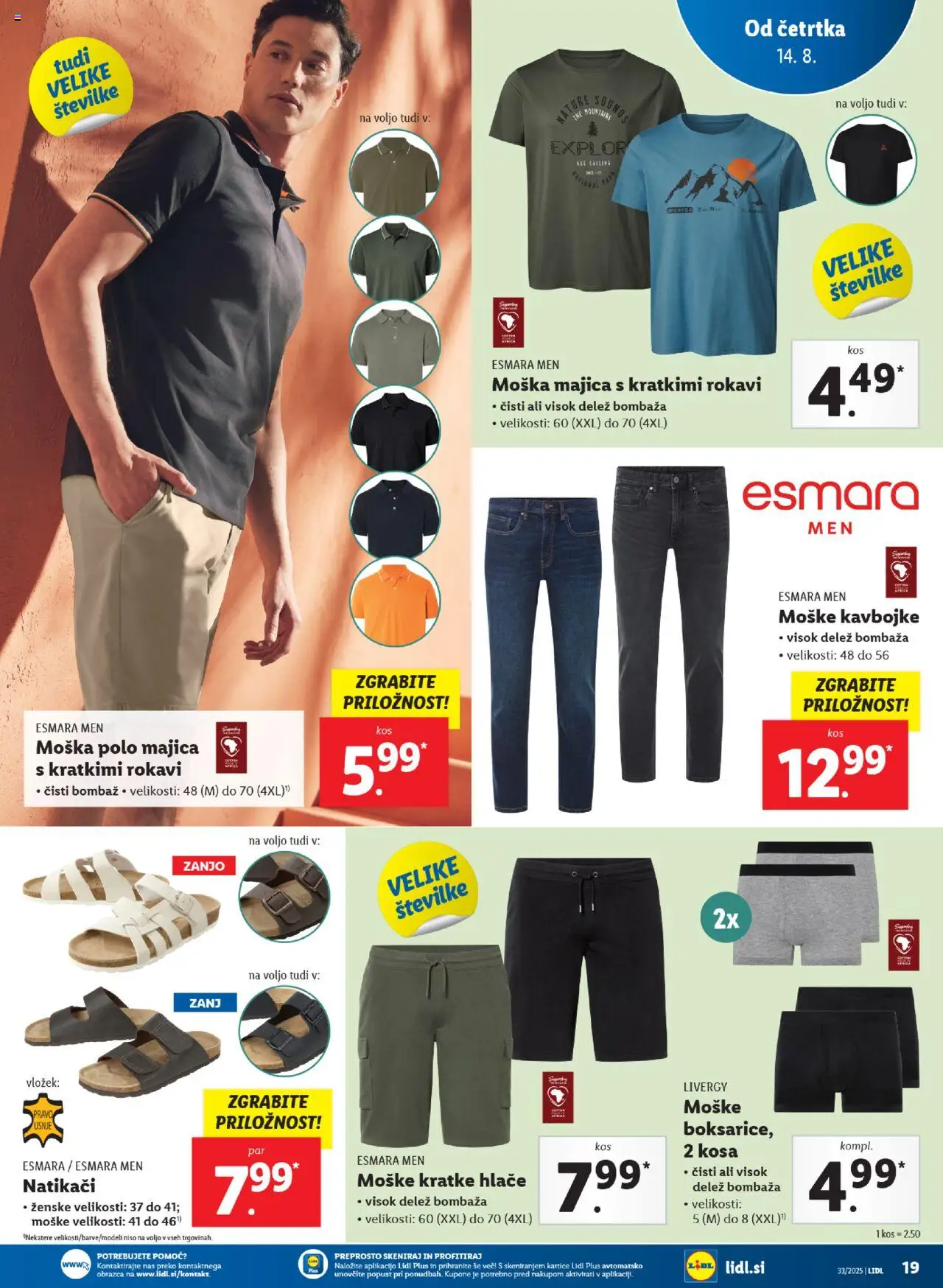 Lidl - Ljubljana │ velja od 14.08.2025 | Stran: 37 | Izdelki: Kos, Kratke hlace, Natikaci, Kavbojke