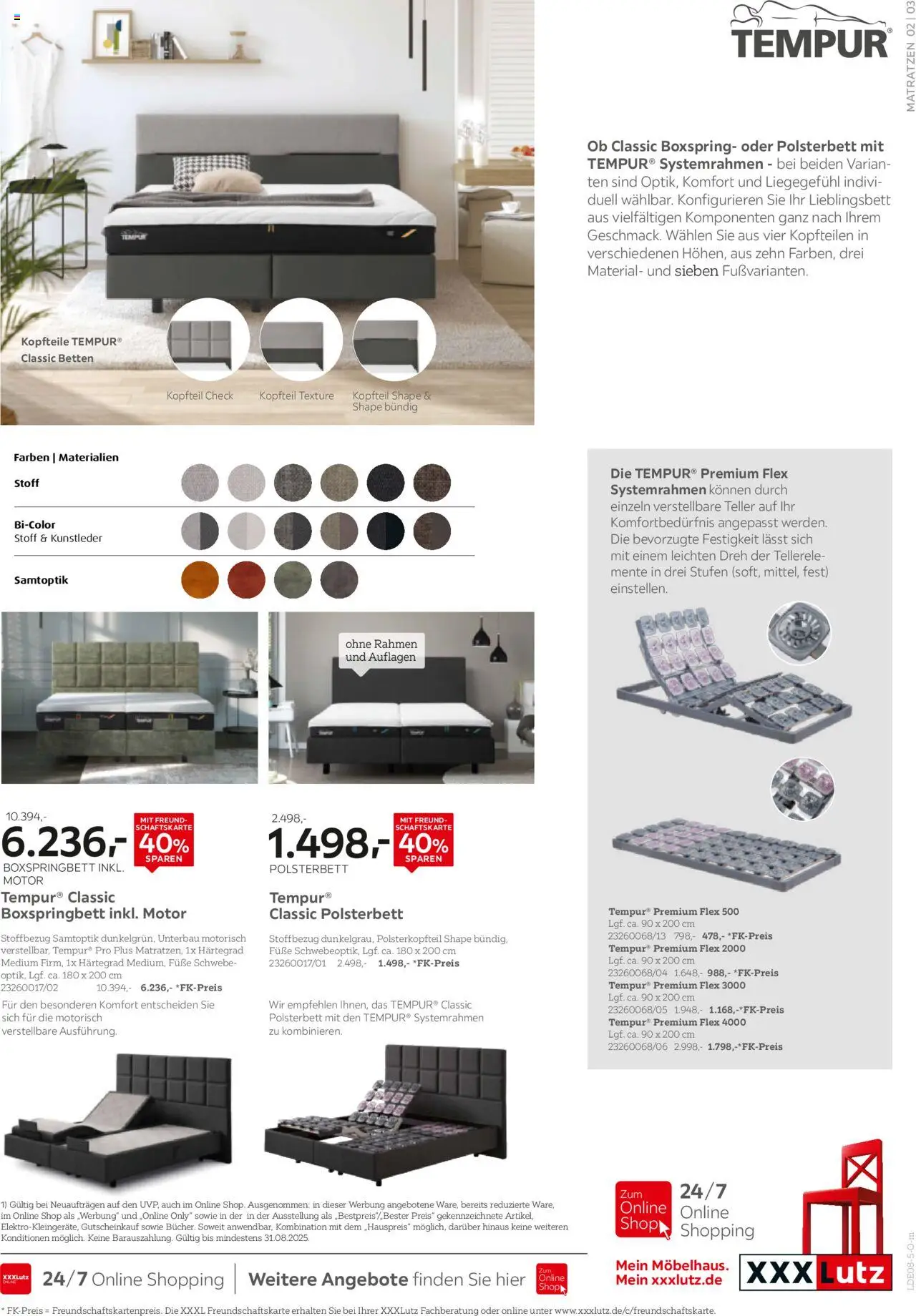 XXXL Lutz Tempur Spezial - gültig ab dem 18.08.2025 | Seite: 3 | Produkte: Boxspringbett, Polsterbett