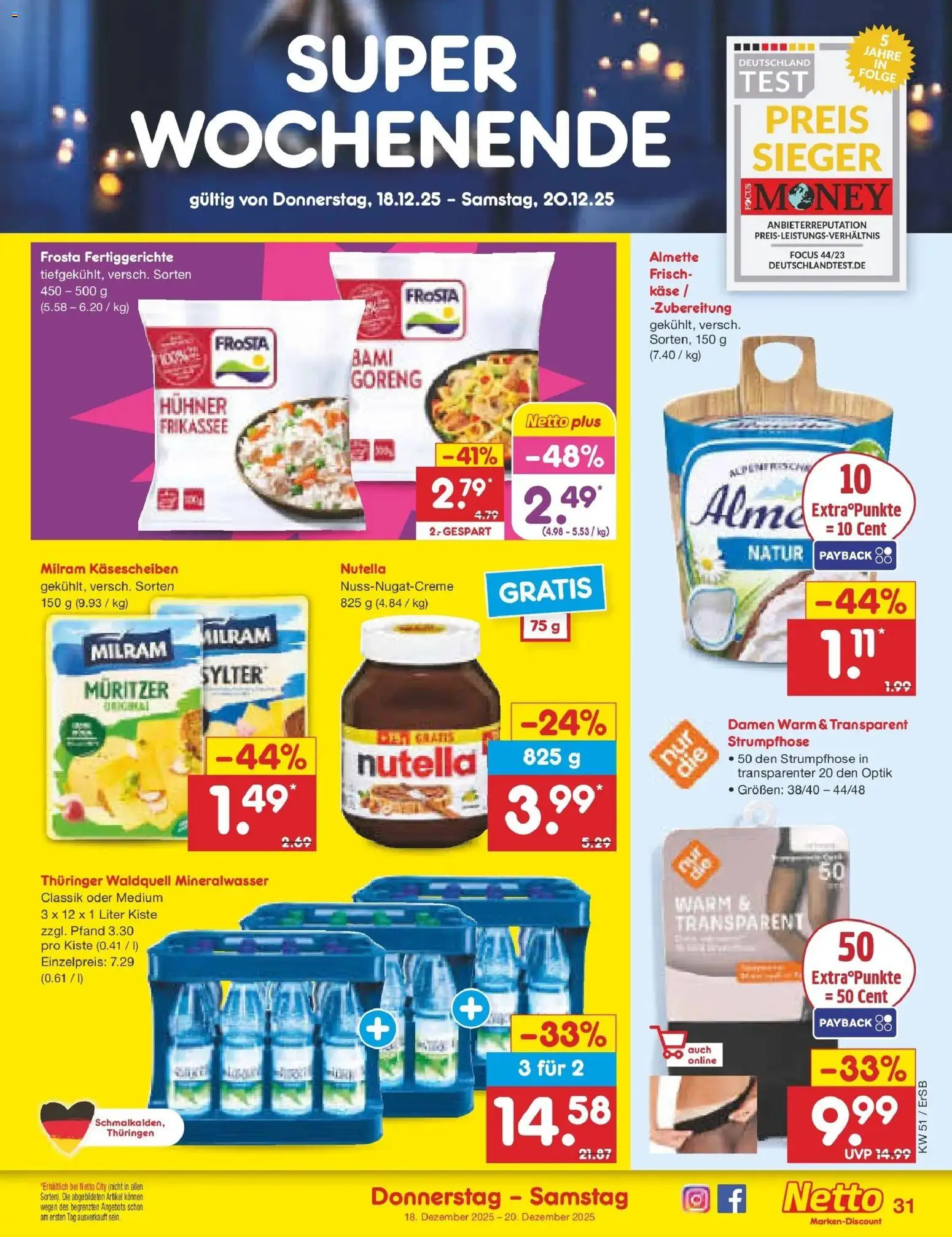 Netto Marken-Discount prospekt Nordhausen	 – gültig ab 15.12.2025 | Seite: 43 | Produkte: Almette, Mineralwasser, Nutella, Strumpfhose