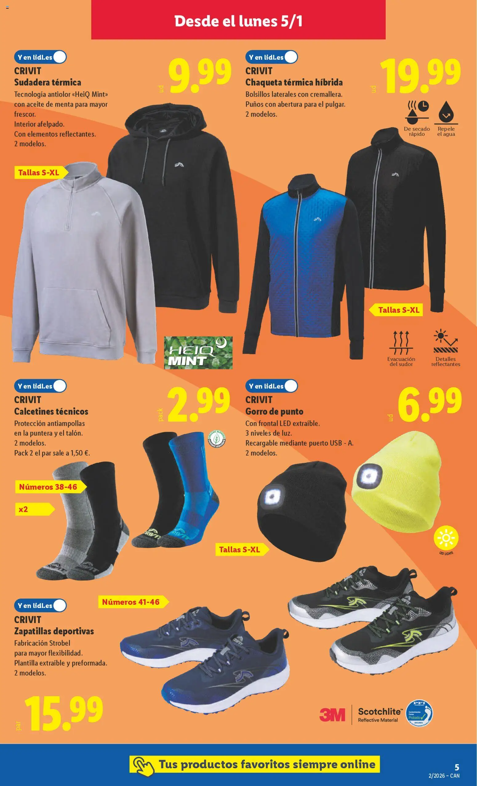 Lidl - Canarias │ válido desde el 05.01.2026 | Página: 5 | Productos: Sudadera, Chaqueta, Aceite, Zapatillas deportivas