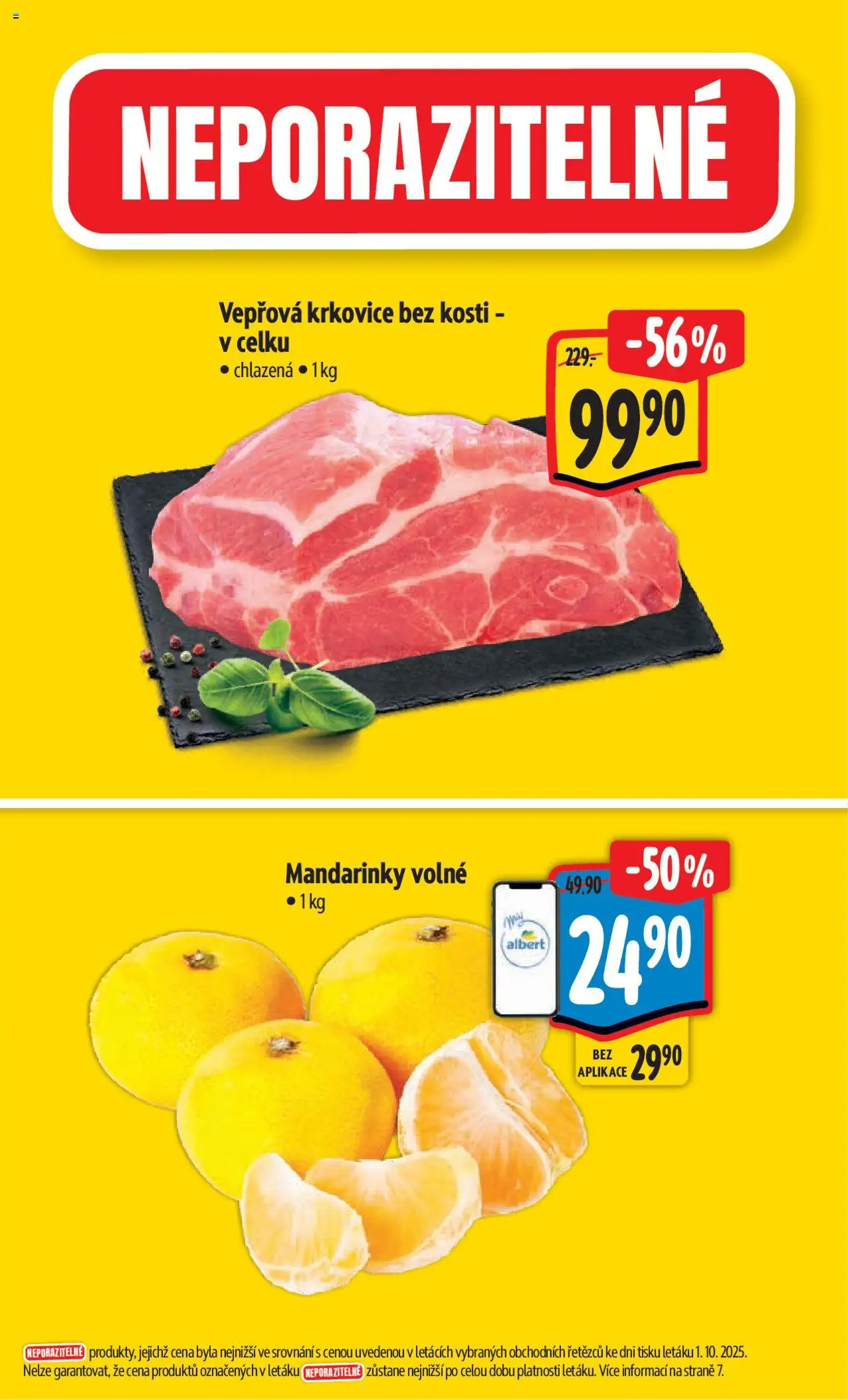 Albert leták - Hypermarket od 08.10.2025 | Strana: 2 | Produkty: Mandarinky, Vepřová krkovice bez kosti, Krkovice bez kosti, Krkovice