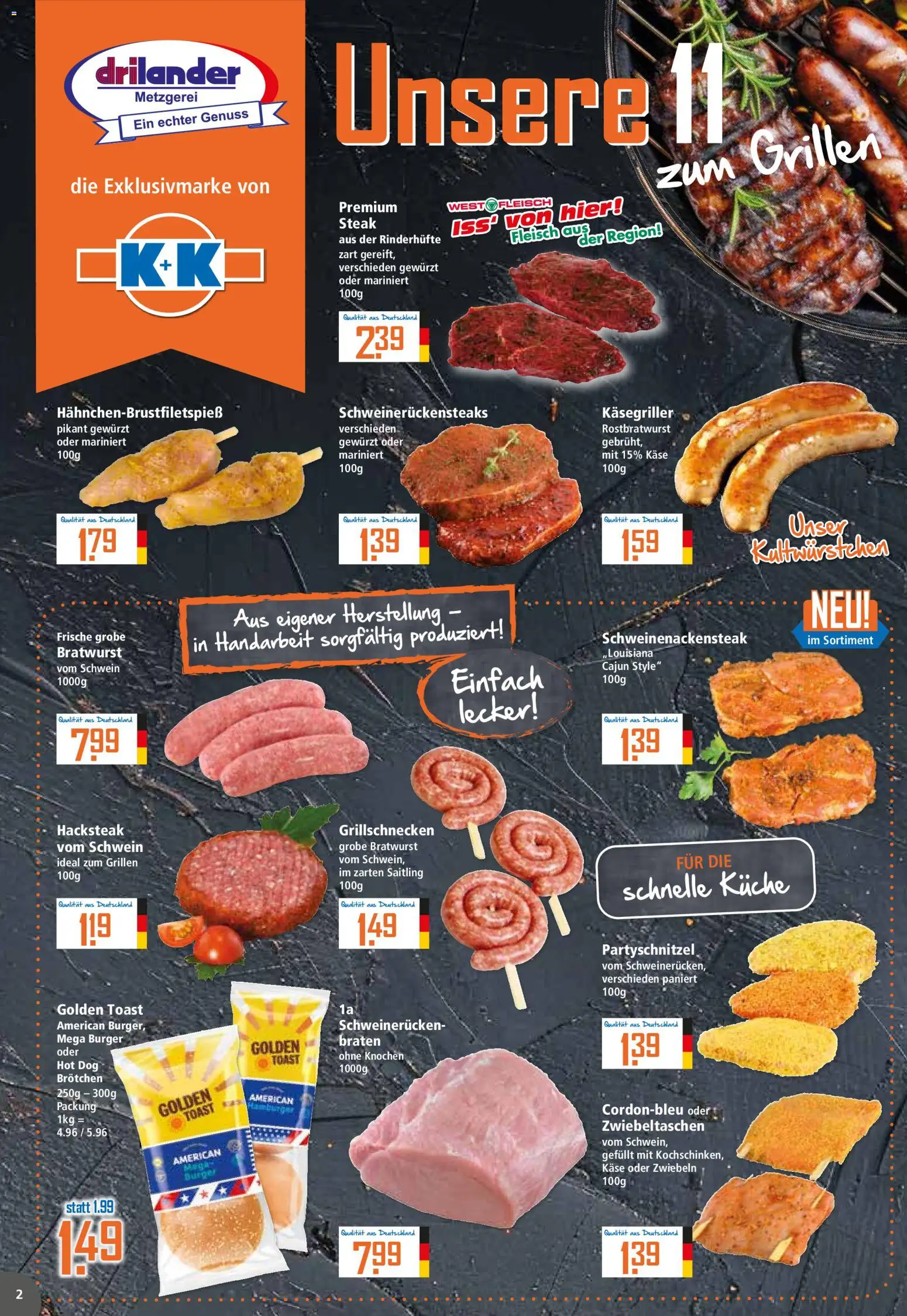 Klaas & Kock Prospekt 	 – gültig ab 27.04.2026 | Seite: 2 | Produkte: Käse, Bratwurst, Schweinerucken, Steak