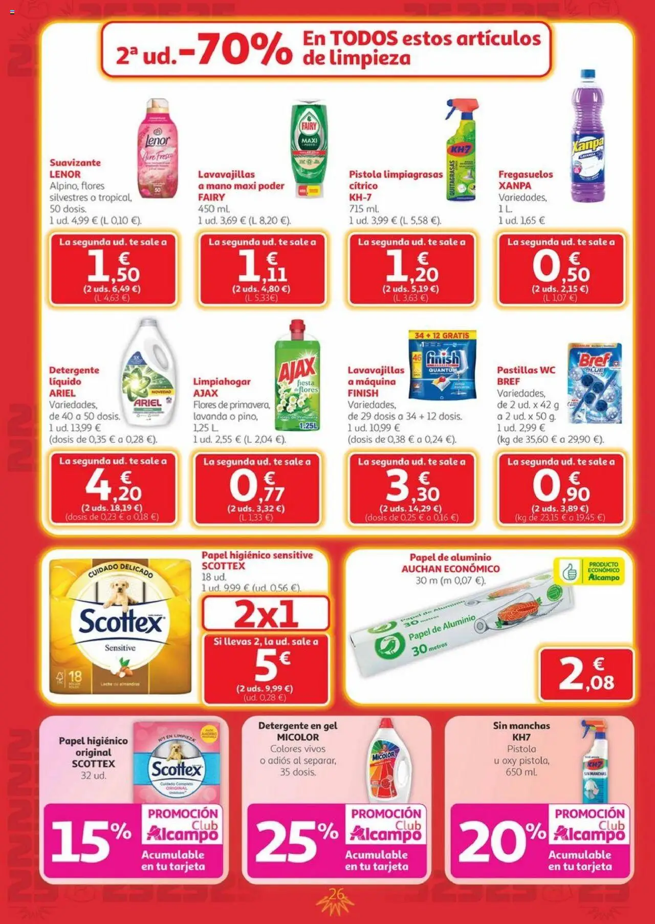 Alcampo - Canarias │ válido desde el 25.09.2025 | Página: 26 | Productos: Detergente, Leche, Papel higienico, Té
