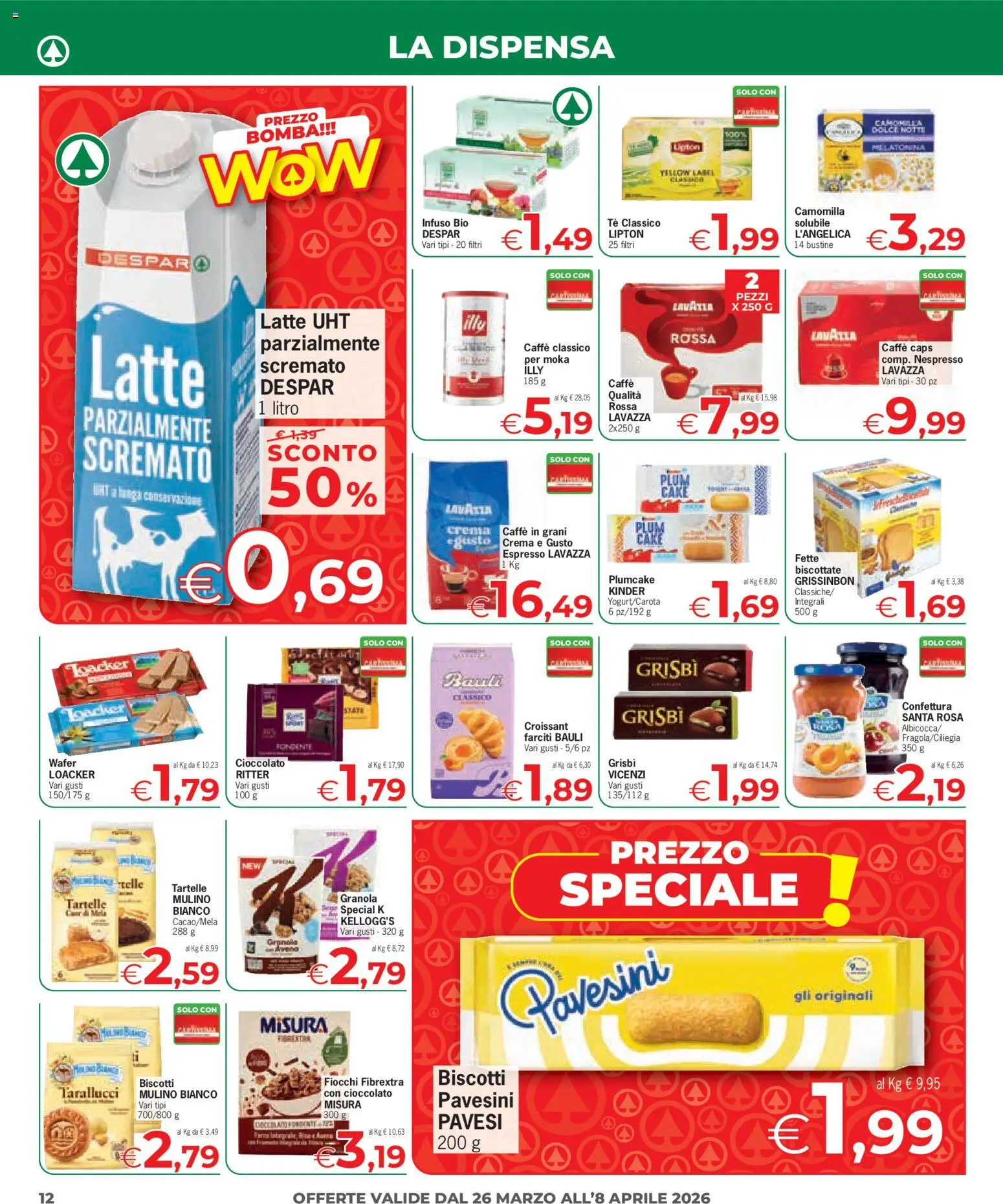 Volantino Eurospar del 26.03.2026 | Pagina: 12 | Prodotti: Crema, Cioccolato, Biscotti, Fette biscottate